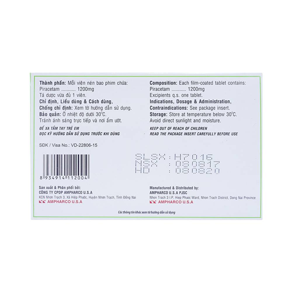 Viên nén Maxx Viton 1200 Ampharco U.S.A điều trị triệu chứng chóng mặt, suy giảm trí nhớ (10 vỉ x 10 viên)