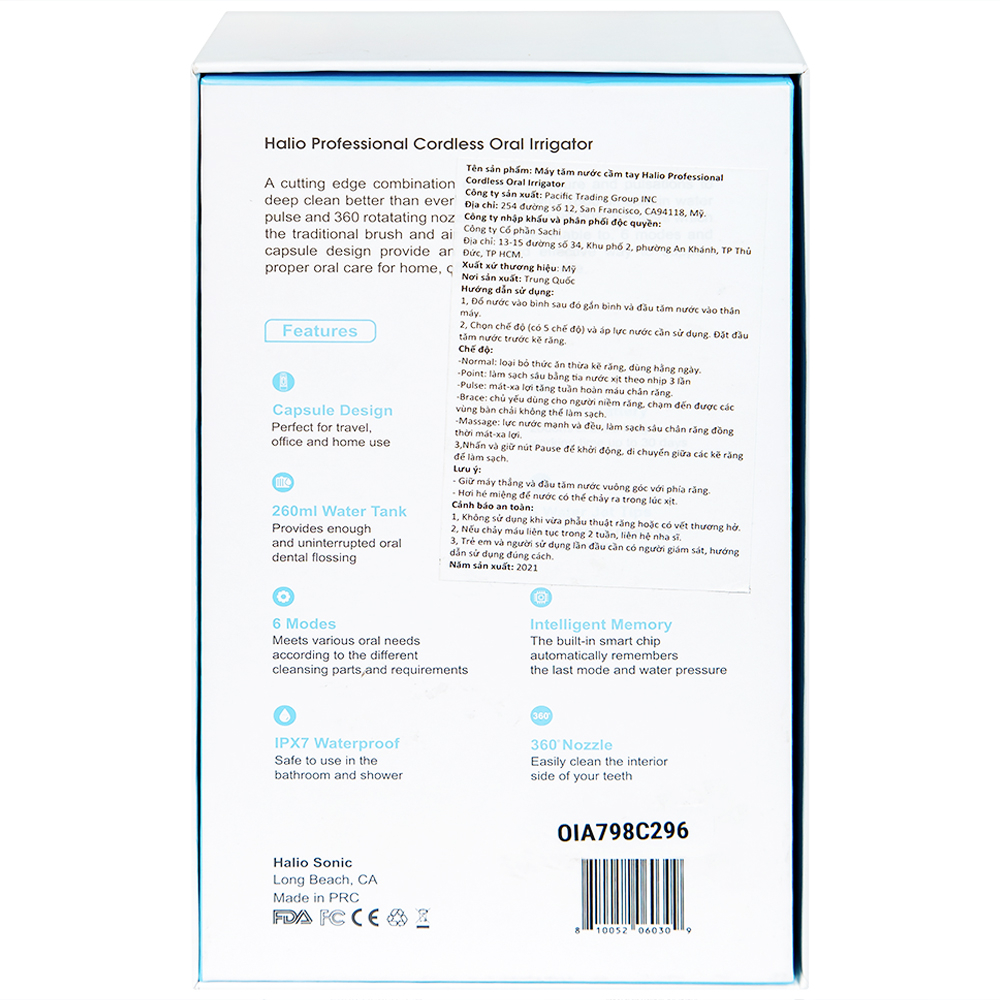Máy tăm nước 6 chế độ Halio Professional Cordless Oral Irrigator