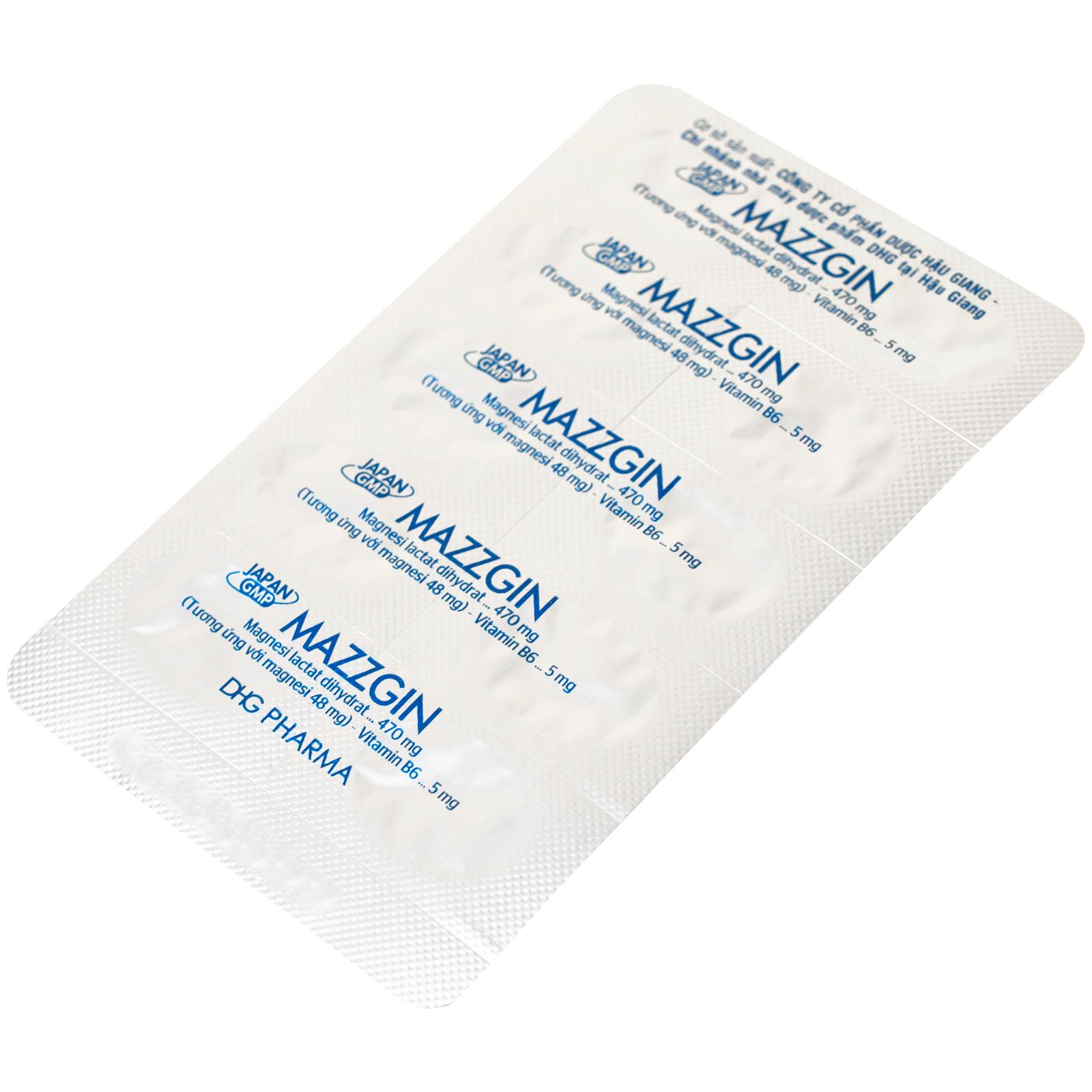 Thuốc Mazzgin DHG Pharma điều trị các trường hợp thiếu magnesi riêng biệt hay kết hợp (10 vỉ x 10 viên)