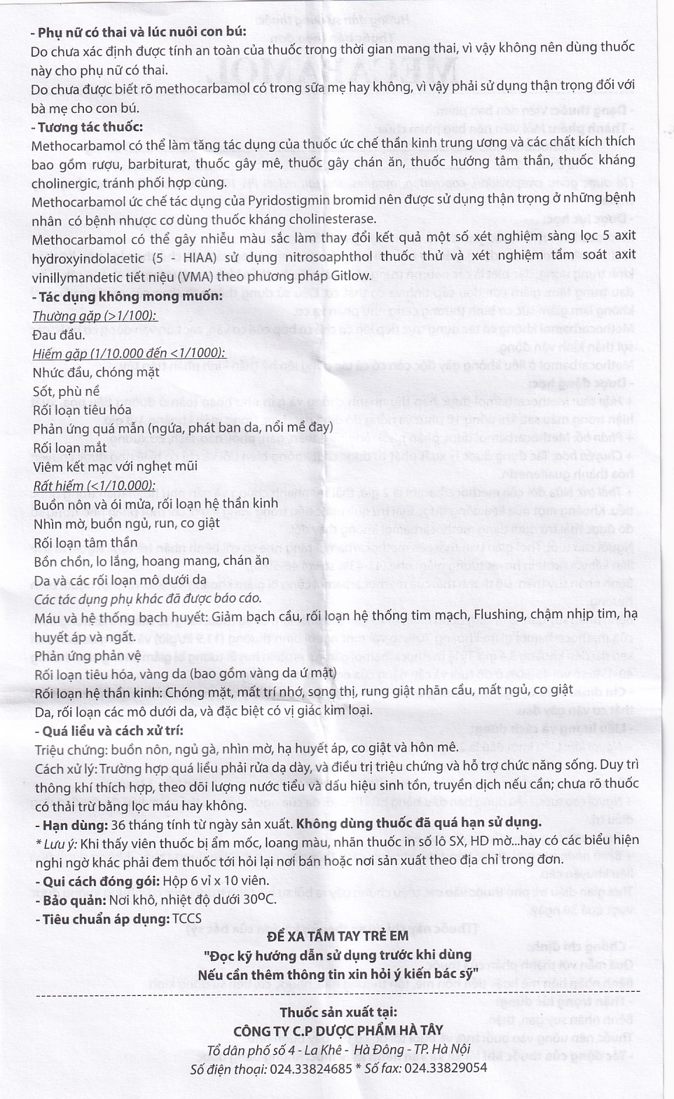 Viên nén Mecabamol 750mg Hà Tây điều trị các bệnh lý cơ xương cấp tính (6 vỉ x 10 viên)