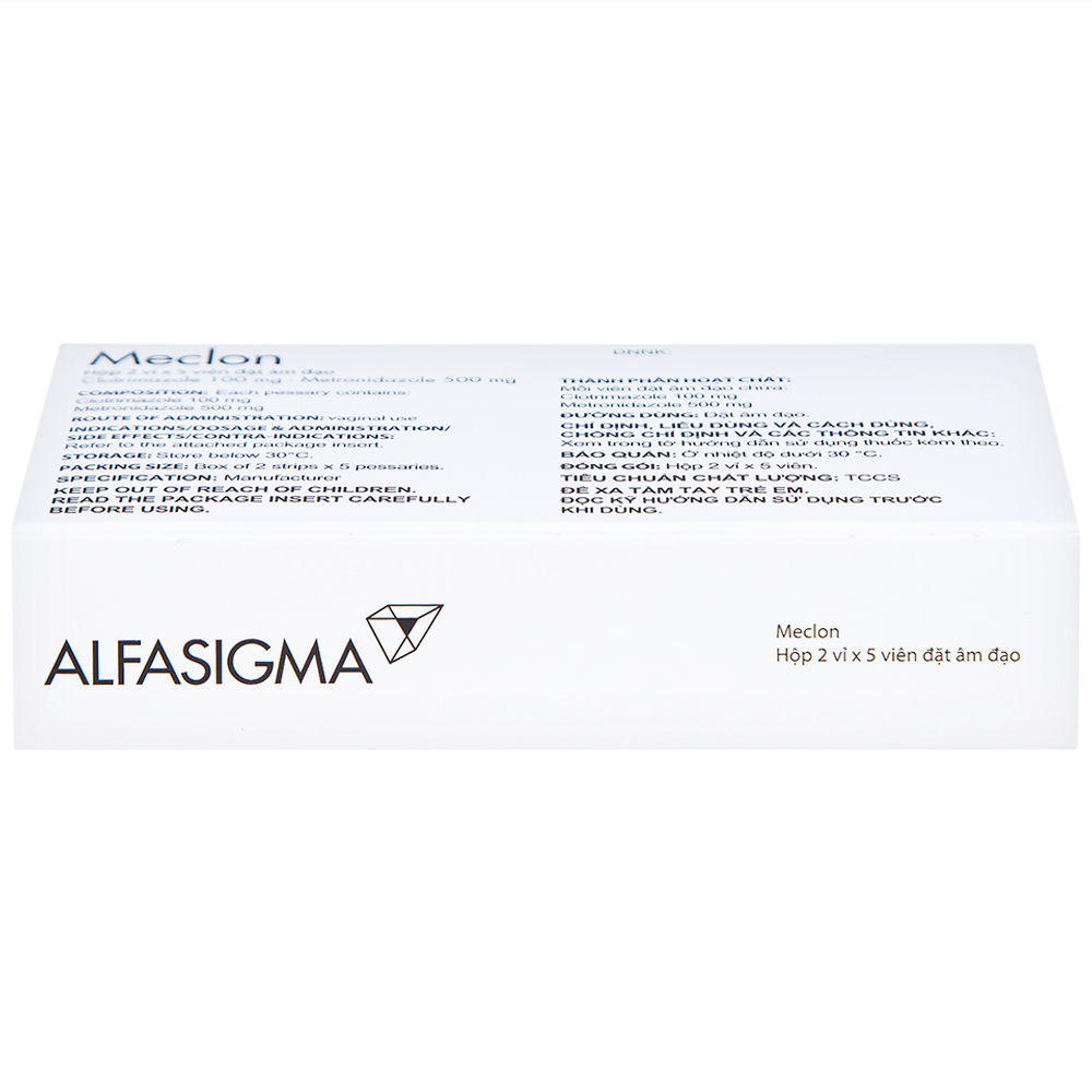 Viên đặt âm đạo Meclon Doppel Pharma điều trị viêm cổ tử cung, âm đạo (2 vỉ x 5 viên)