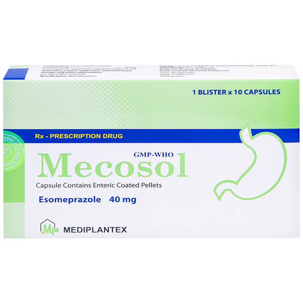 Viên nang cứng Mecosol 40mg Mediplantex điều trị bệnh trào ngược - dạ dày, thực quản (1 vỉ x 10 viên)