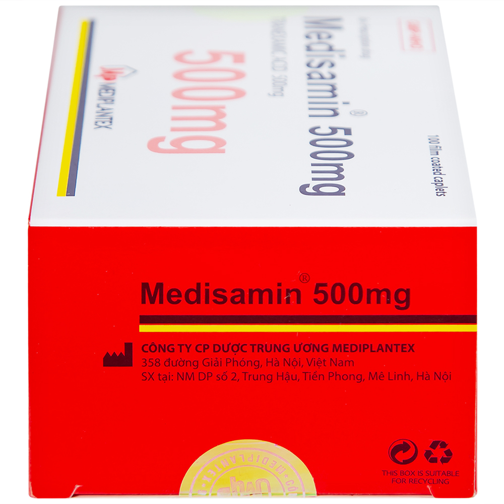 Thuốc Medisamin 500mg Mediplantex điều trị chảy máu ở bệnh ưa chảy máu, rong kinh (10 vỉ x 10 viên) 