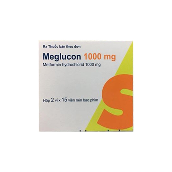 Viên nén Meglucon 1000mg hỗ trợ điều trị bệnh đái tháo đường típ 2 (2 vỉ x 15 viên)