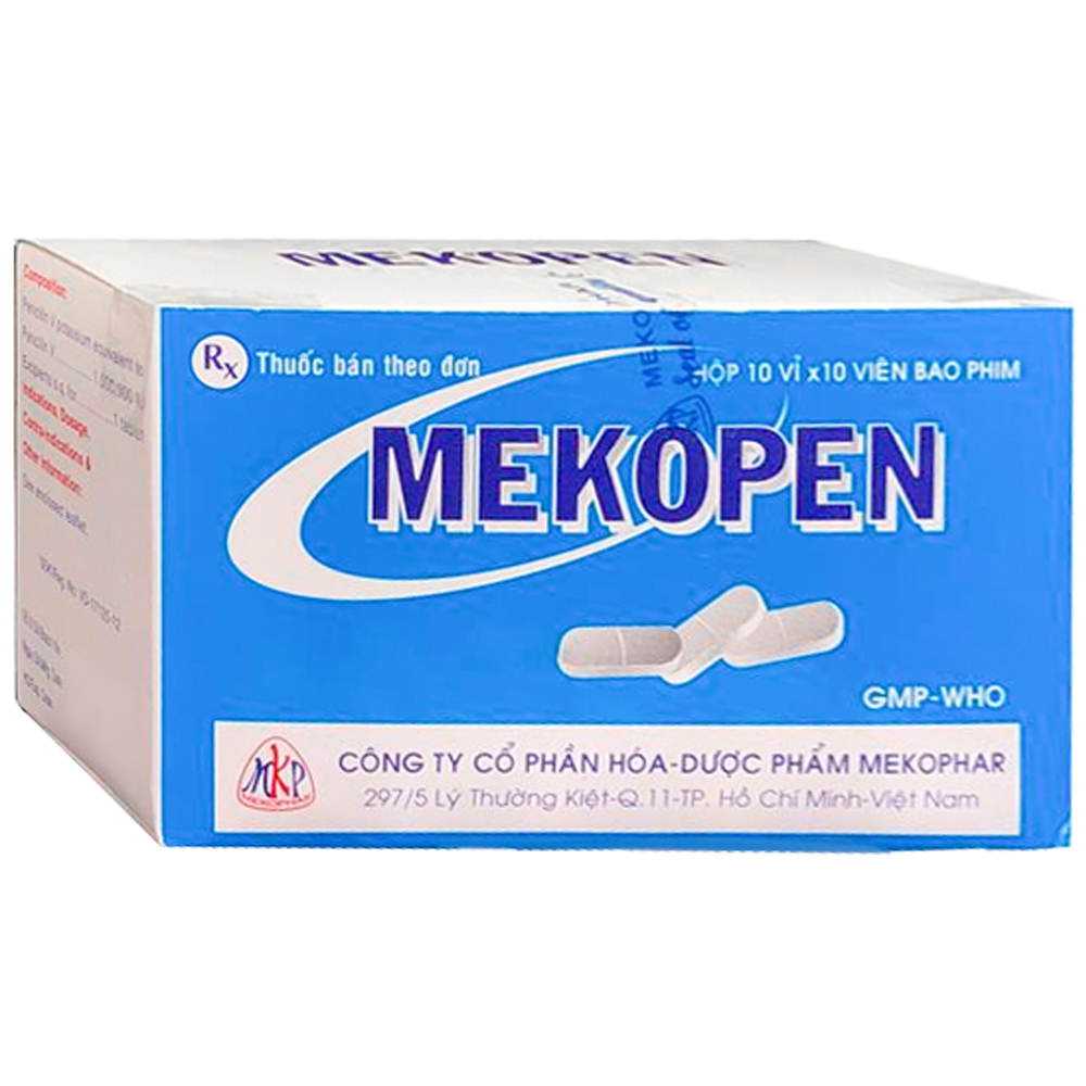Thuốc Mekopen Mekophar điều trị các nhiễm khuẩn do các vi khuẩn nhạy cảm (10 vỉ x 10 viên)