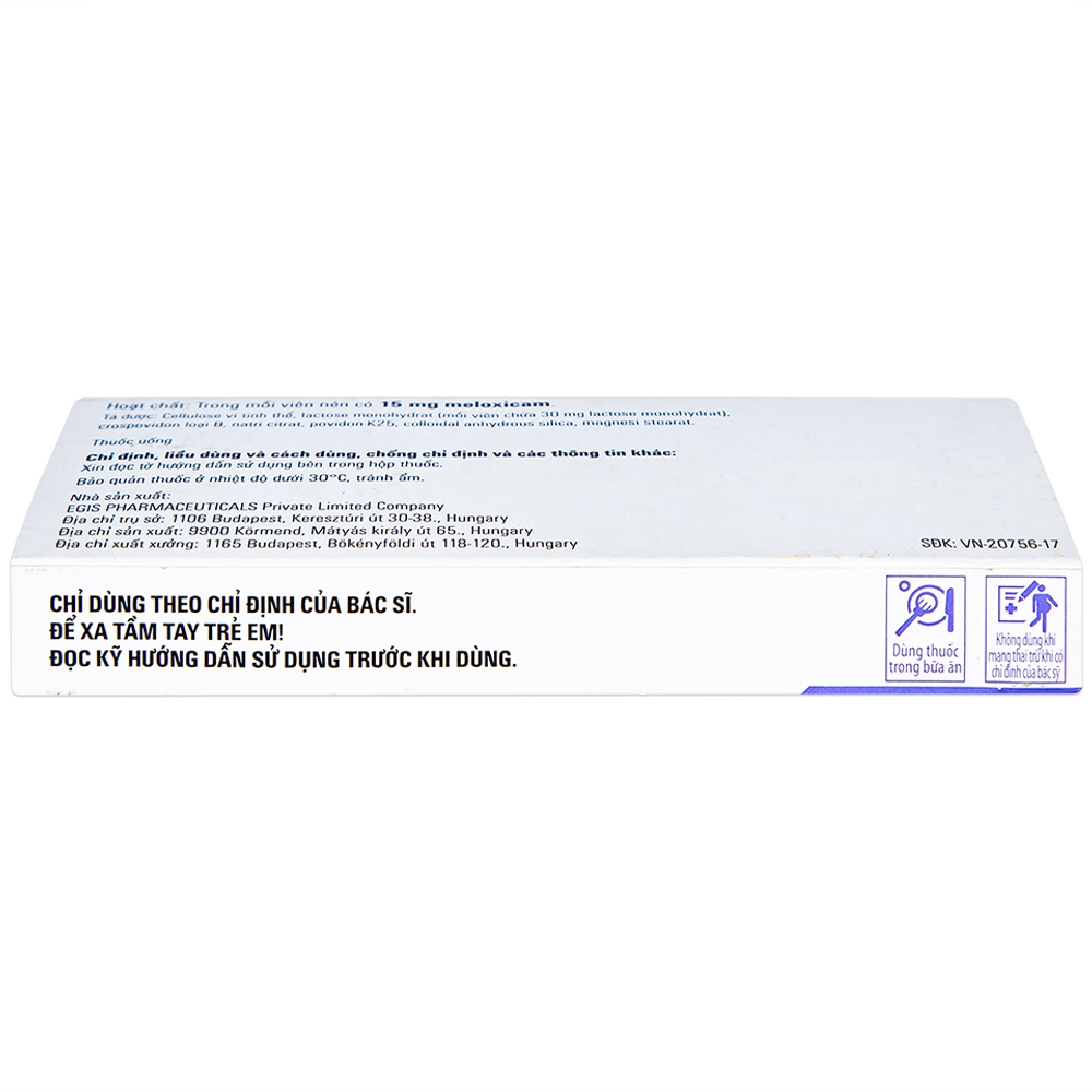 Thuốc Meloflam 15mg Egis điều trị thoái hóa xương khớp (2 vỉ x 10 viên)