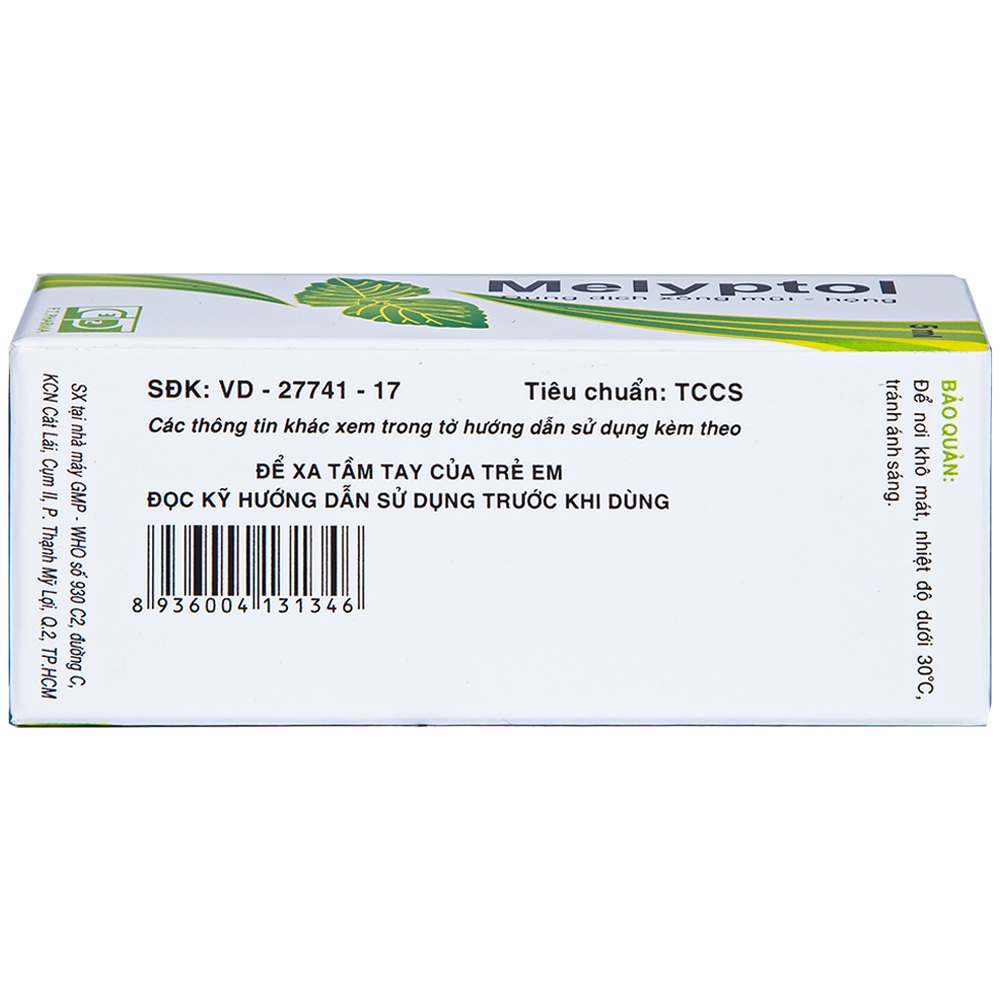 Dung dịch xông mũi họng Melyptol Dược 3-2 điều trị hỗ trợ sát khuẩn, giảm đau đường hô hấp (5ml)