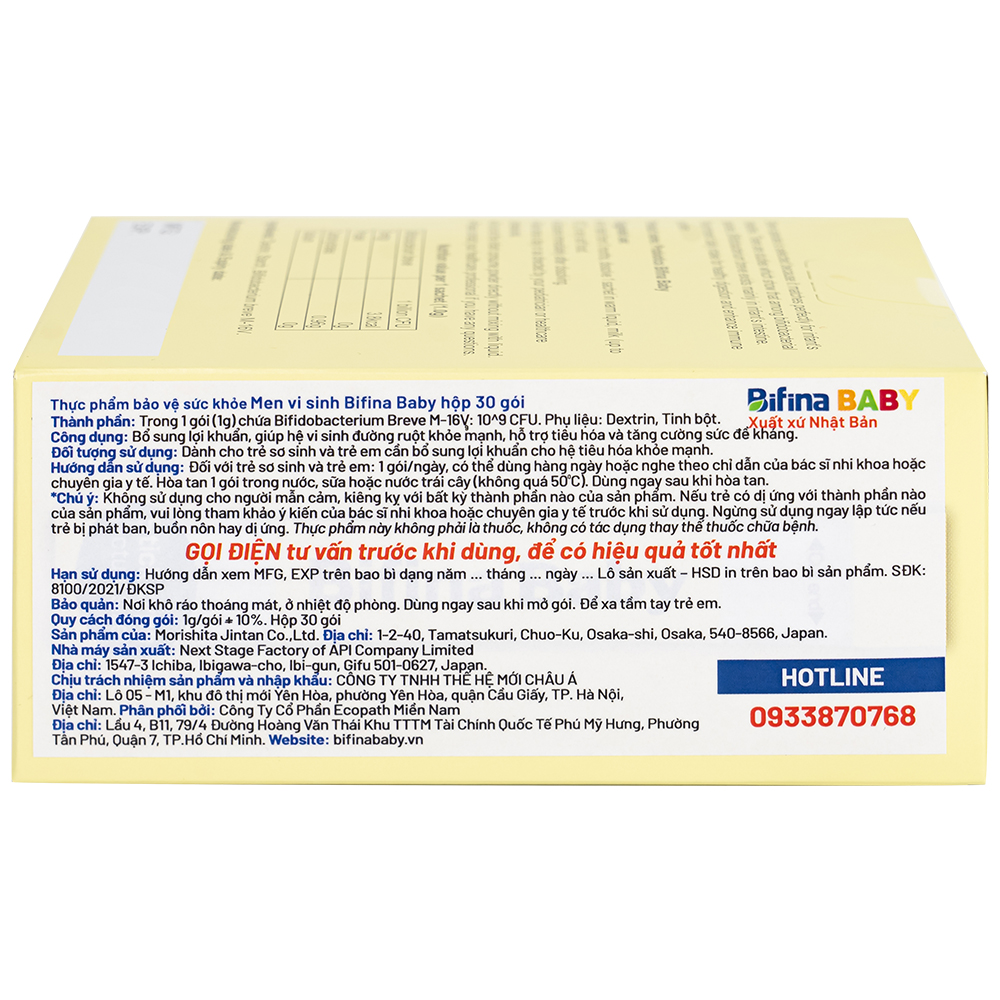 Men vi sinh bổ sung lợi khuẩn cho trẻ Bifina Baby (30 gói)