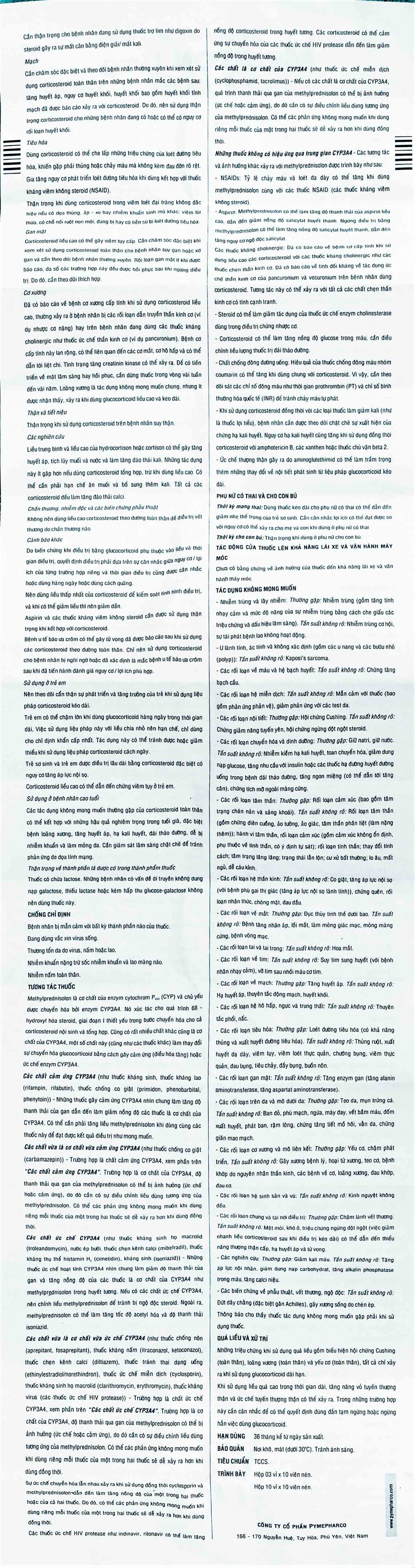 Thuốc Menison 16mg Pymepharco điều trị rối loạn nội tiết, viêm khớp, bệnh collagen (3 vỉ x 10 viên)