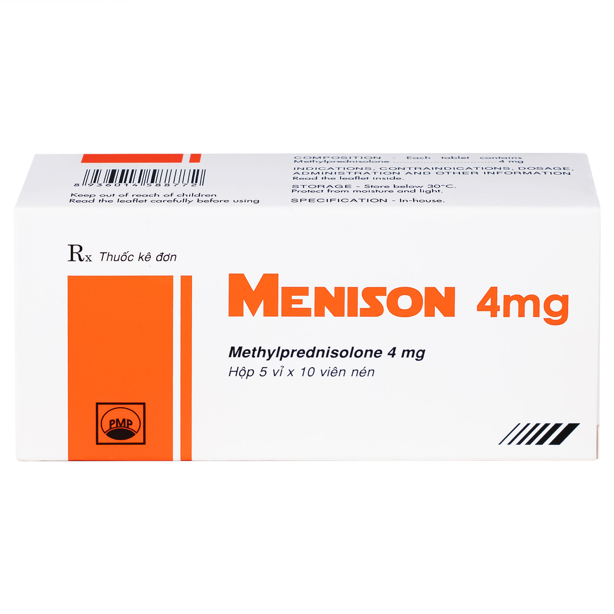 Thuốc Menison 4mg Pymepharco điều trị các bệnh liên quan đến viêm, dị ứng, miễn dịch (5 vỉ x 10 viên)