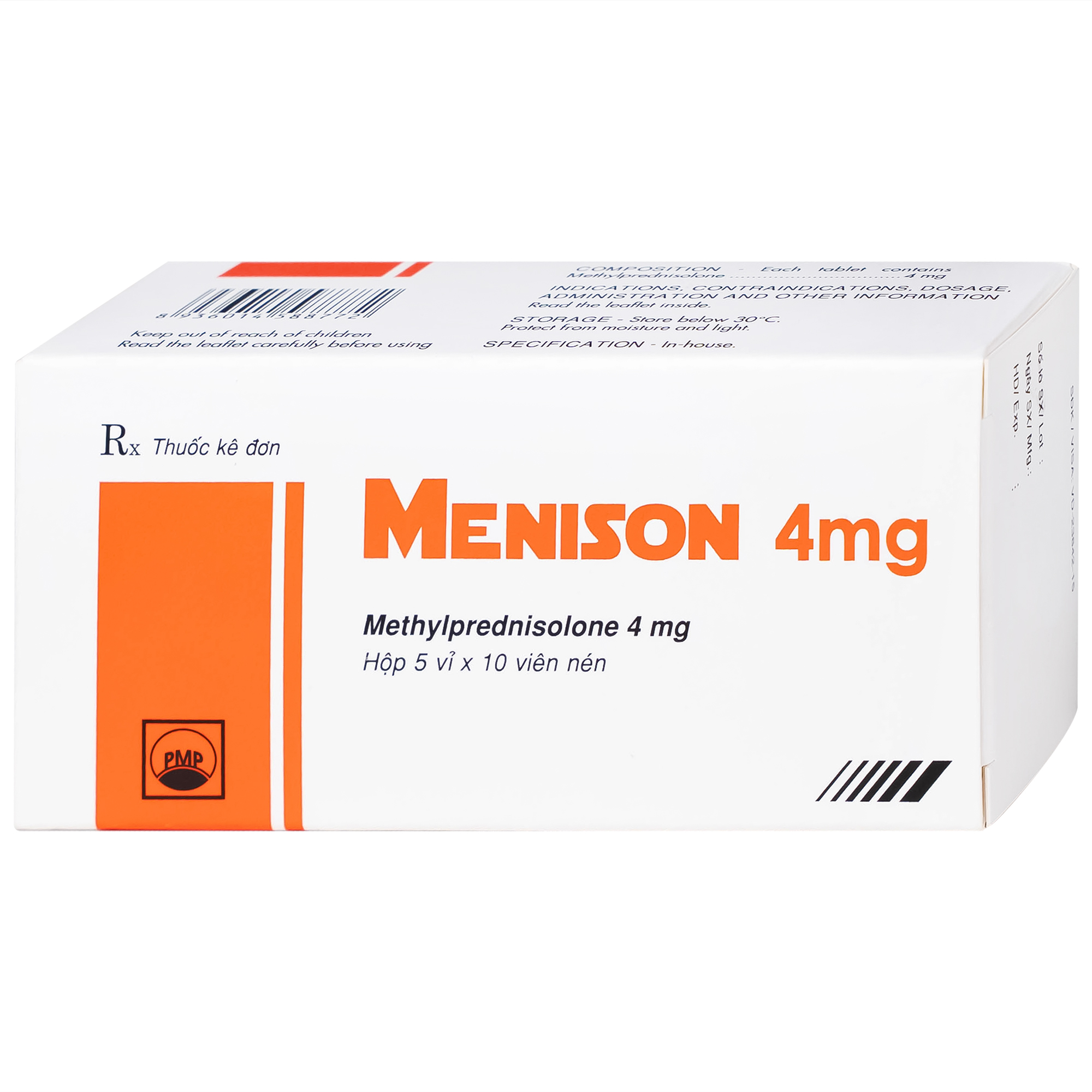 Thuốc Menison 4mg Pymepharco điều trị các bệnh liên quan đến viêm, dị ứng, miễn dịch (5 vỉ x 10 viên)