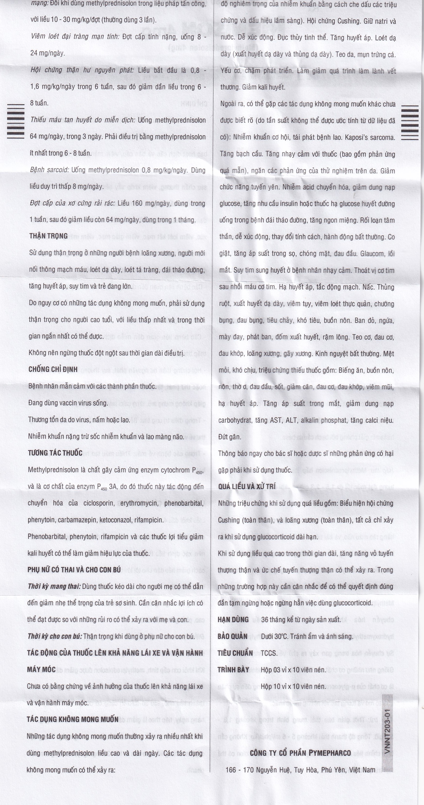 Thuốc Menison 4mg Pymepharco điều trị rối loạn nội tiết, viêm khớp, bệnh collagen (3 vỉ x 10 viên)