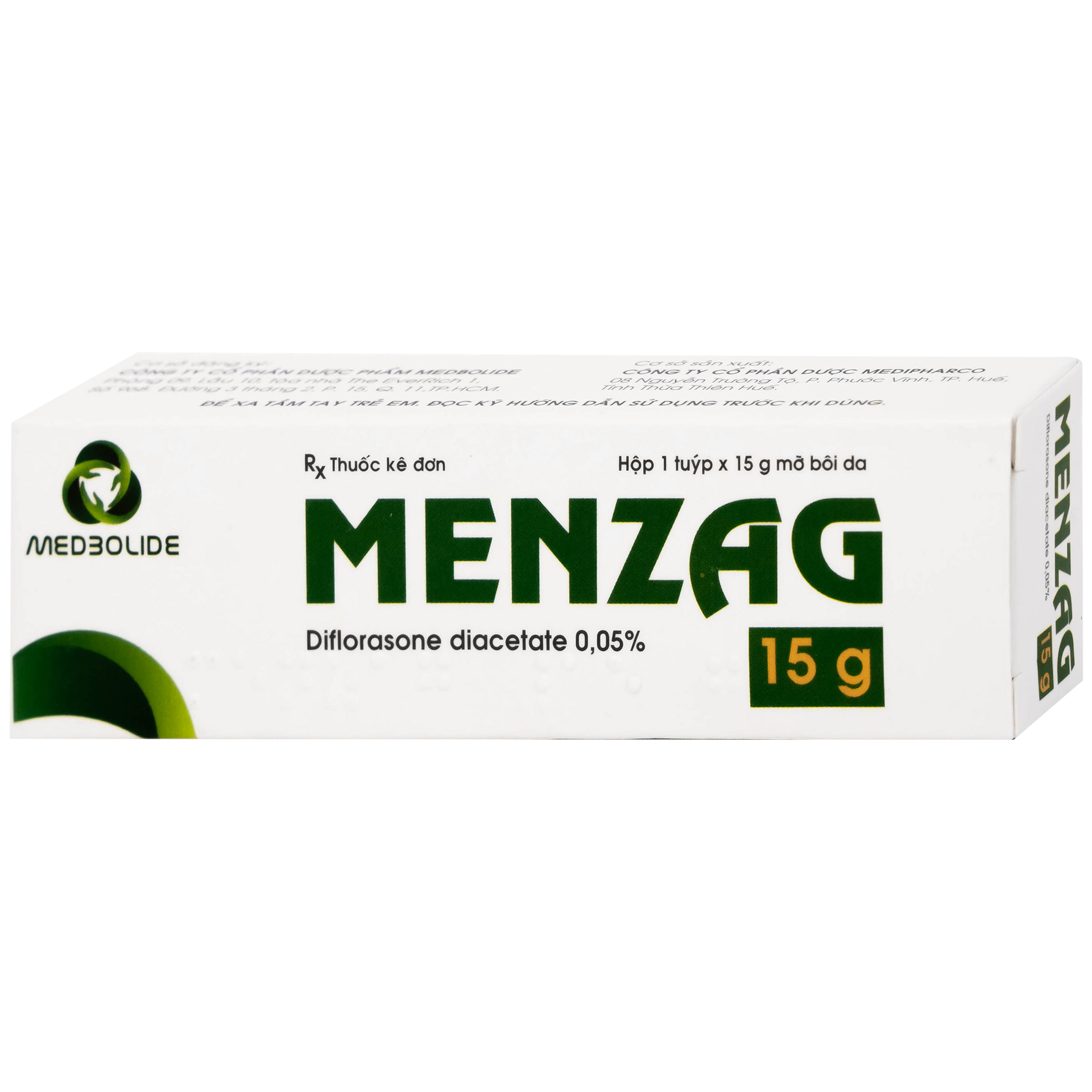 Thuốc mỡ bôi da Menzag 0.05% Medbolide giảm tình trạng viêm và ngứa của bệnh da liễu