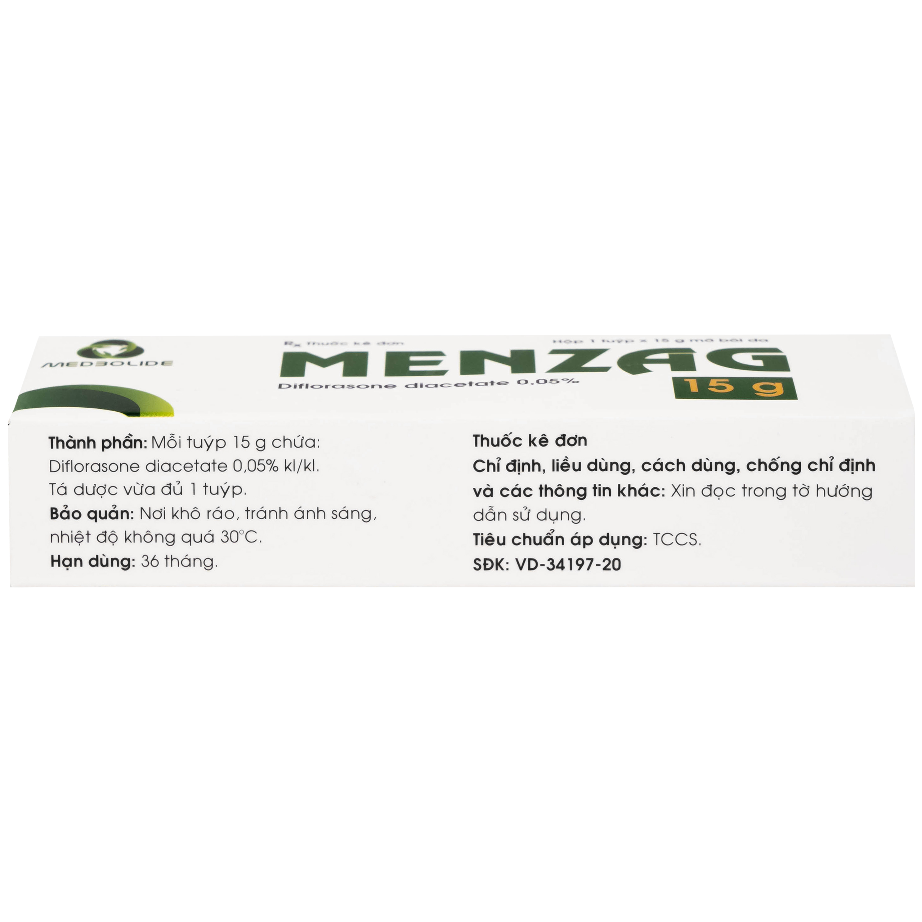 Thuốc mỡ bôi da Menzag 0.05% Medbolide giảm tình trạng viêm và ngứa của bệnh da liễu