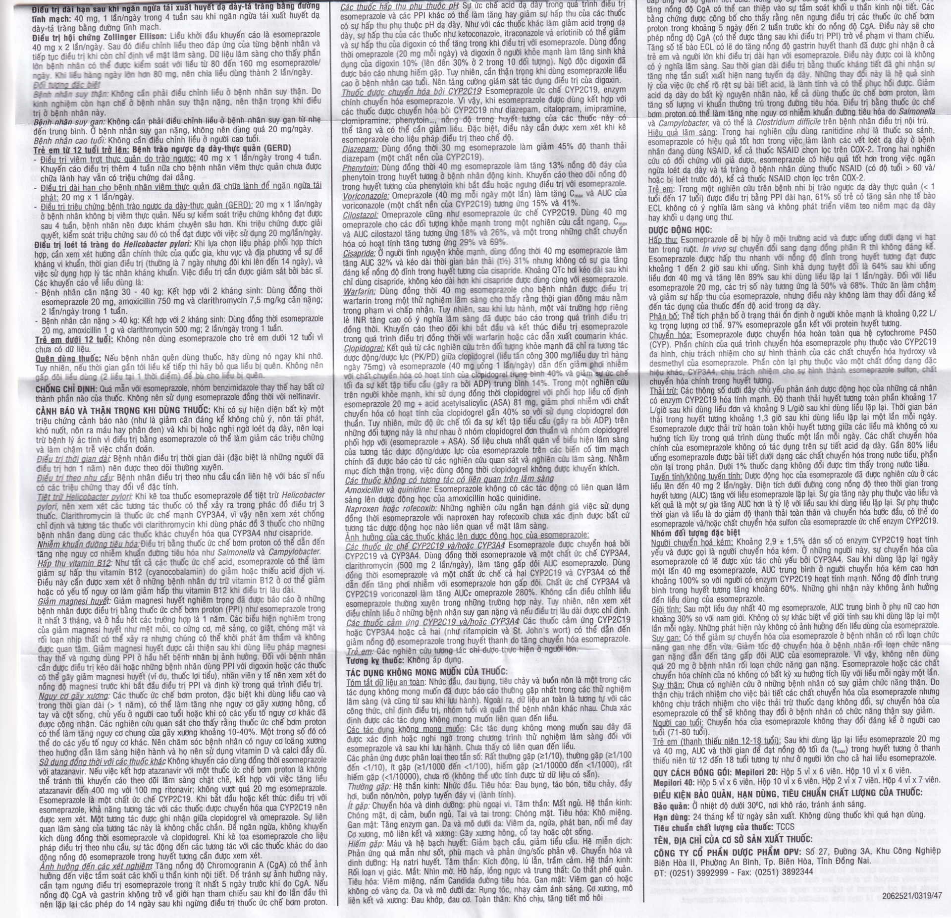 Viên nang cứng Mepilori 40 OPC điều trị bệnh trào ngược dạ dày, loét dạ dày tá tràng (2 vỉ x 7 viên)