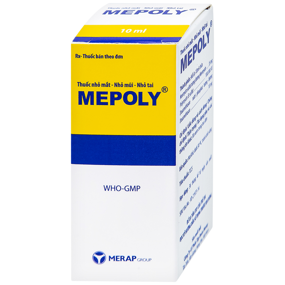 Thuốc Mepoly Merap dùng cho viêm kết mạc, mi mắt, viêm mũi, viêm tai (10ml)