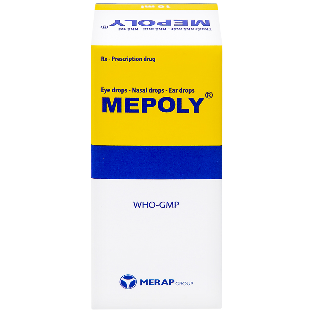 Thuốc Mepoly Merap dùng cho viêm kết mạc, mi mắt, viêm mũi, viêm tai (10ml)