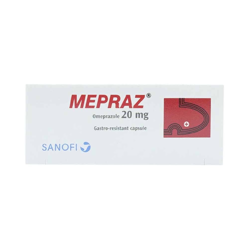 Viên nang cứng Mepraz 20mg Sanofi điều trị trào ngược dạ dày thực quản (4 vỉ x 7 viên)