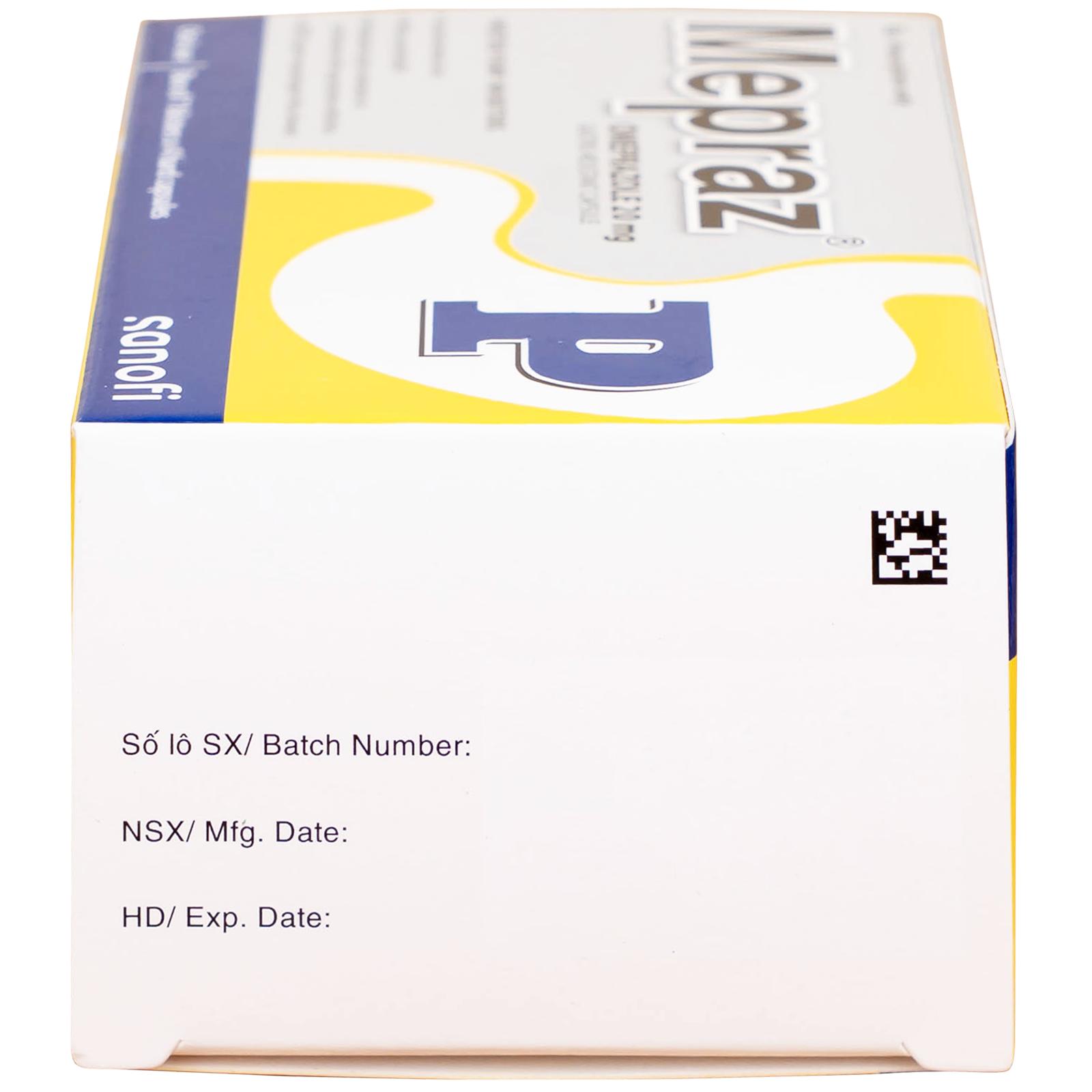 Viên nang cứng Mepraz 20mg Sanofi điều trị loét dạ dày tá tràng, viêm thực quản trào ngược (7 vỉ x 4 viên)