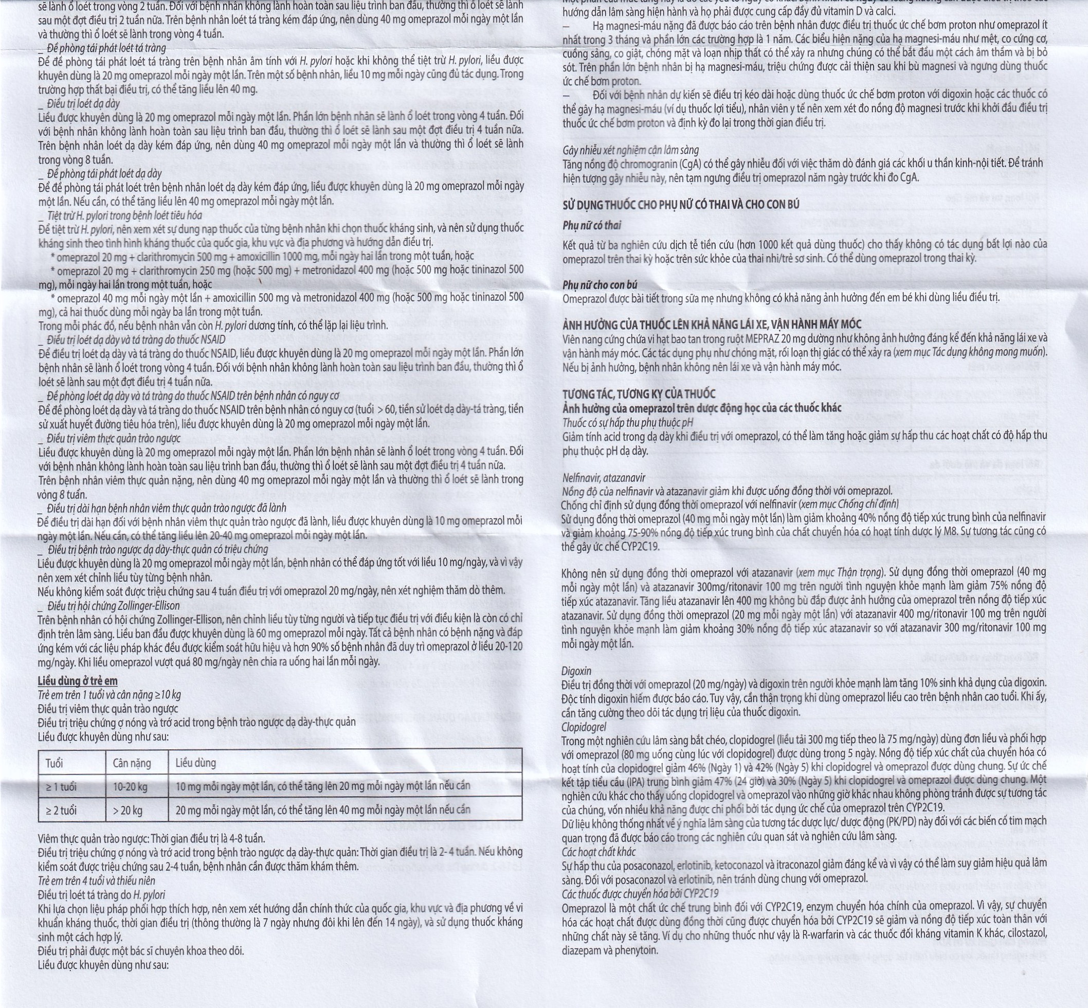 Viên nang cứng Mepraz 20mg Sanofi điều trị loét dạ dày tá tràng, viêm thực quản trào ngược (7 vỉ x 4 viên)