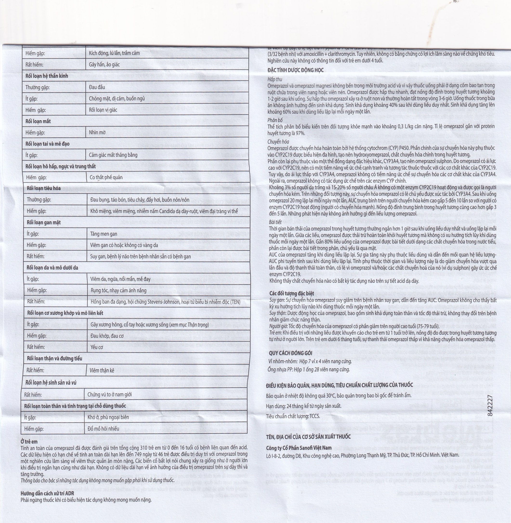 Viên nang cứng Mepraz 20mg Sanofi điều trị loét dạ dày tá tràng, viêm thực quản trào ngược (7 vỉ x 4 viên)