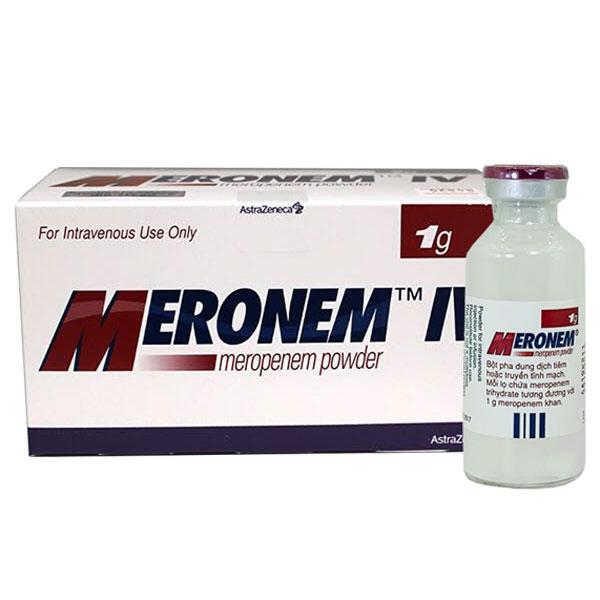 Thuốc Meronem IV 1g Astra điều trị nhiễm khuẩn vi khuẩn nhạy cảm (10 lọ x 30ml)