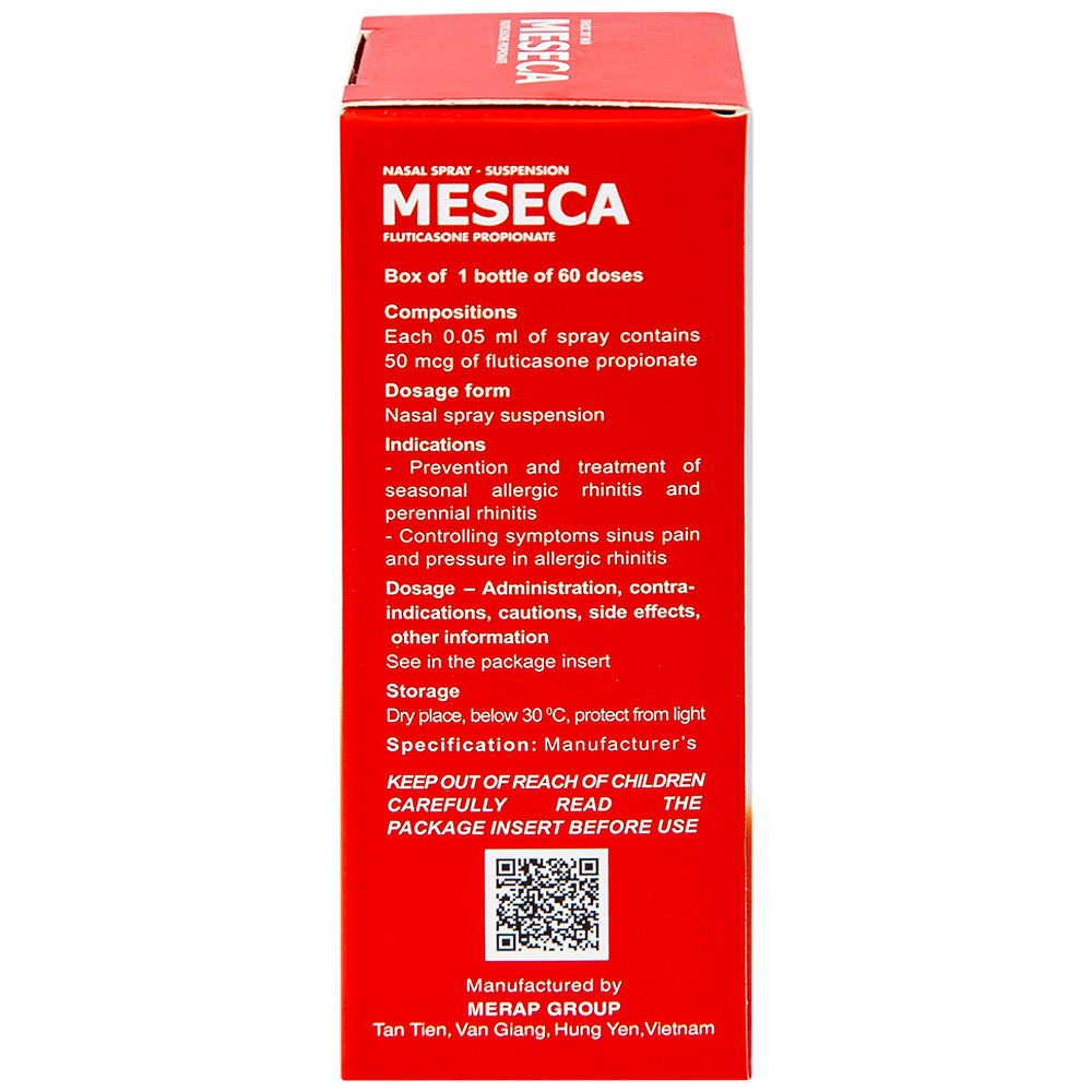 Thuốc xịt mũi Meseca Merap điều trị và dự phòng viêm mũi dị ứng (60 liều)