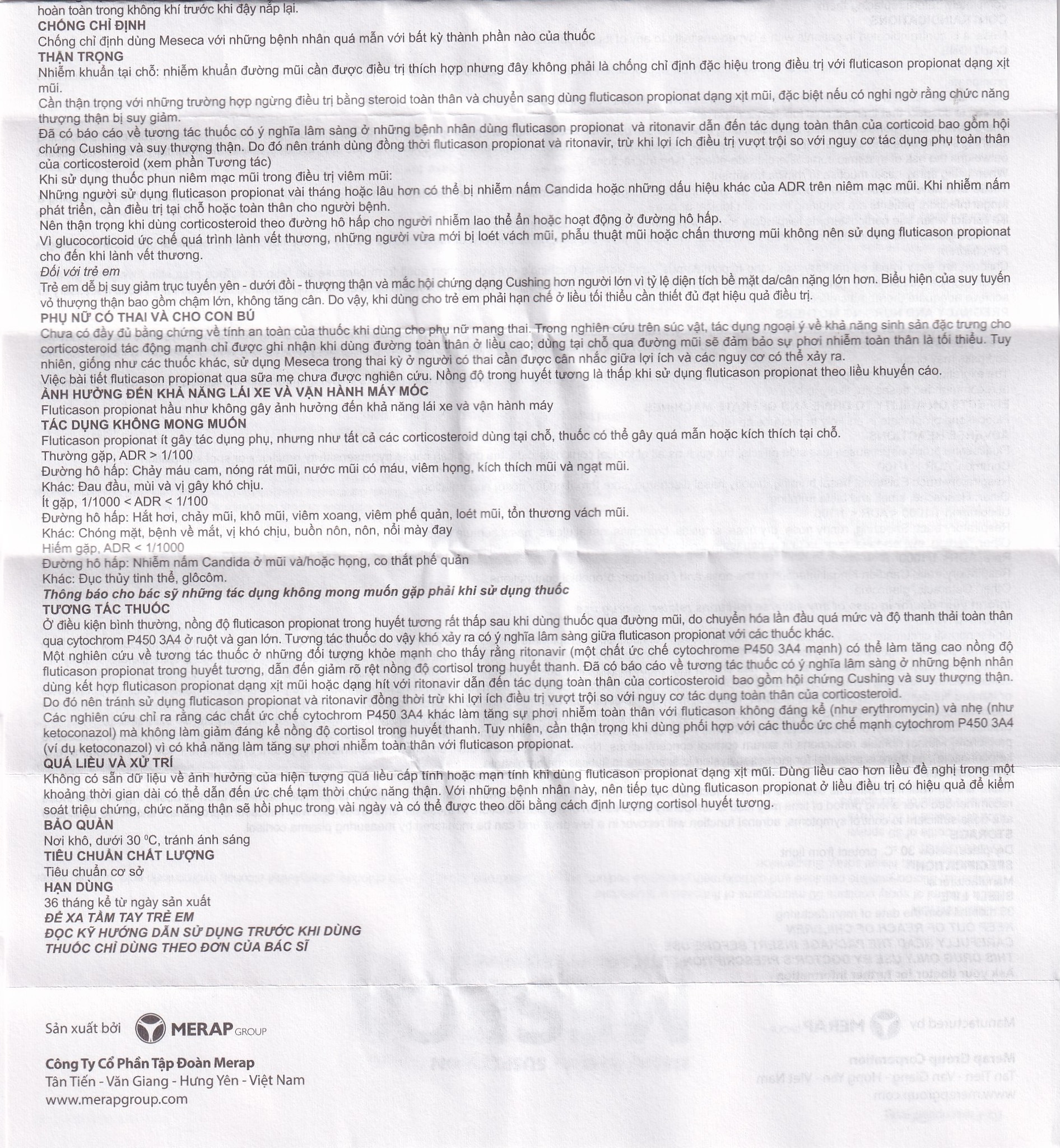 Thuốc xịt mũi Meseca Merap điều trị và dự phòng viêm mũi dị ứng (60 liều)