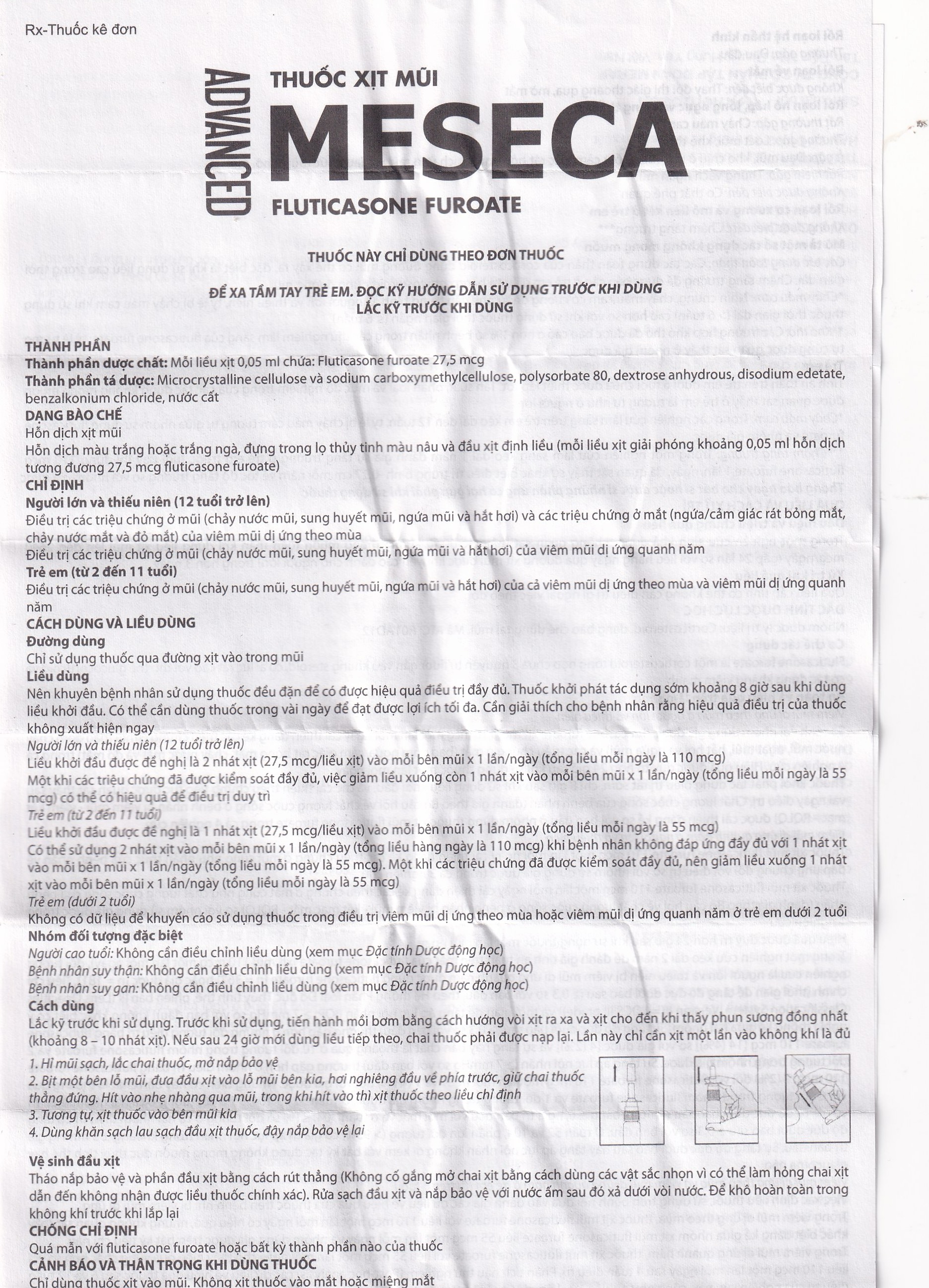 Thuốc xịt mũi Meseca Advanced Merap điều trị các triệu chứng chảy nước mũi, sung huyết mũi, ngứa mũi (60 liều)