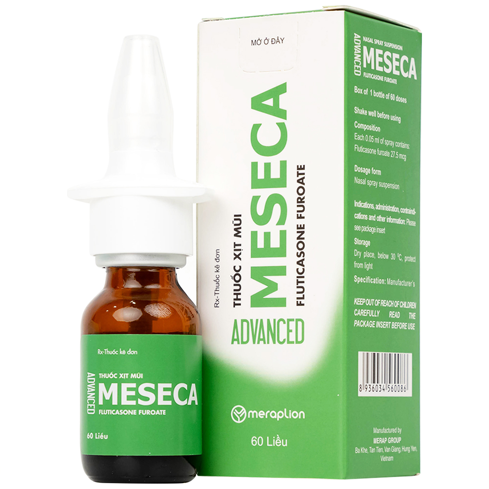 Thuốc xịt mũi Meseca Advanced Merap điều trị các triệu chứng chảy nước mũi, sung huyết mũi, ngứa mũi (60 liều)