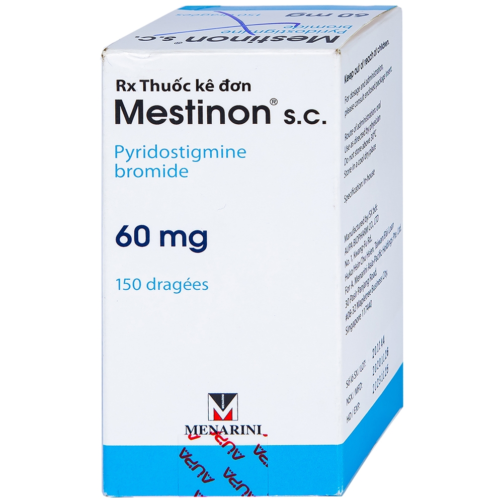 Viên nén Mestinon S.C. 60mg Menarini điều trị nhược cơ,  tắc ruột do liệt ruột và bí tiểu sau phẫu thuật (150 viên)