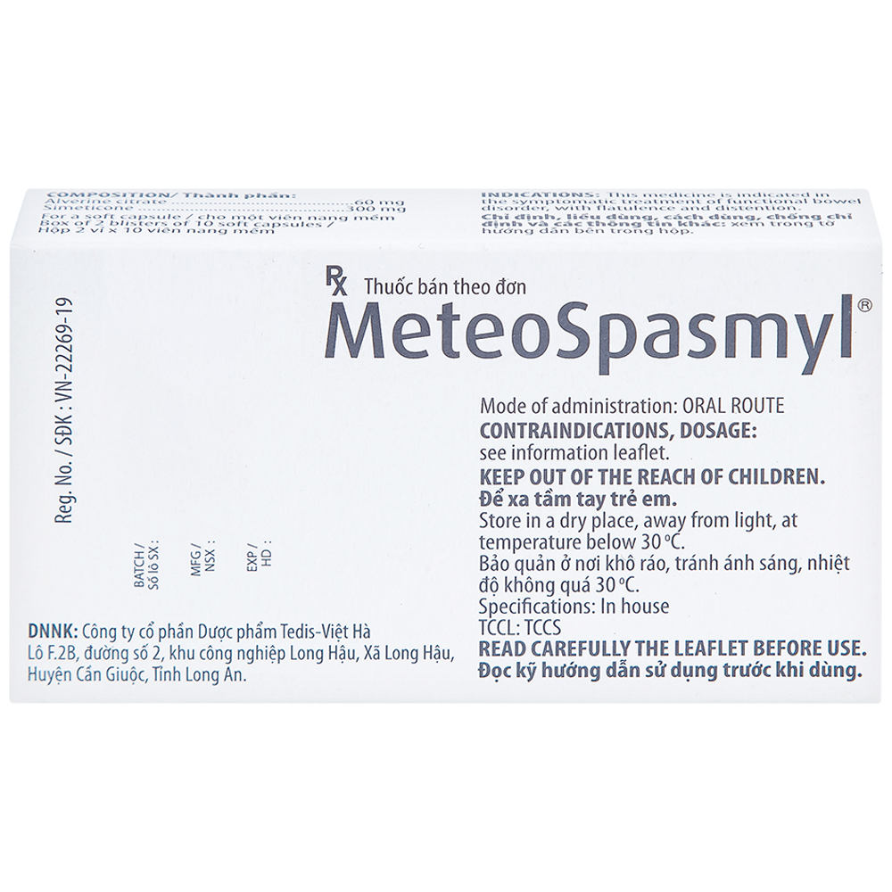 Thuốc Meteospasmyl Mayoly Spindler điều trị các rối loạn đường ruột (2 vỉ x 10 viên)