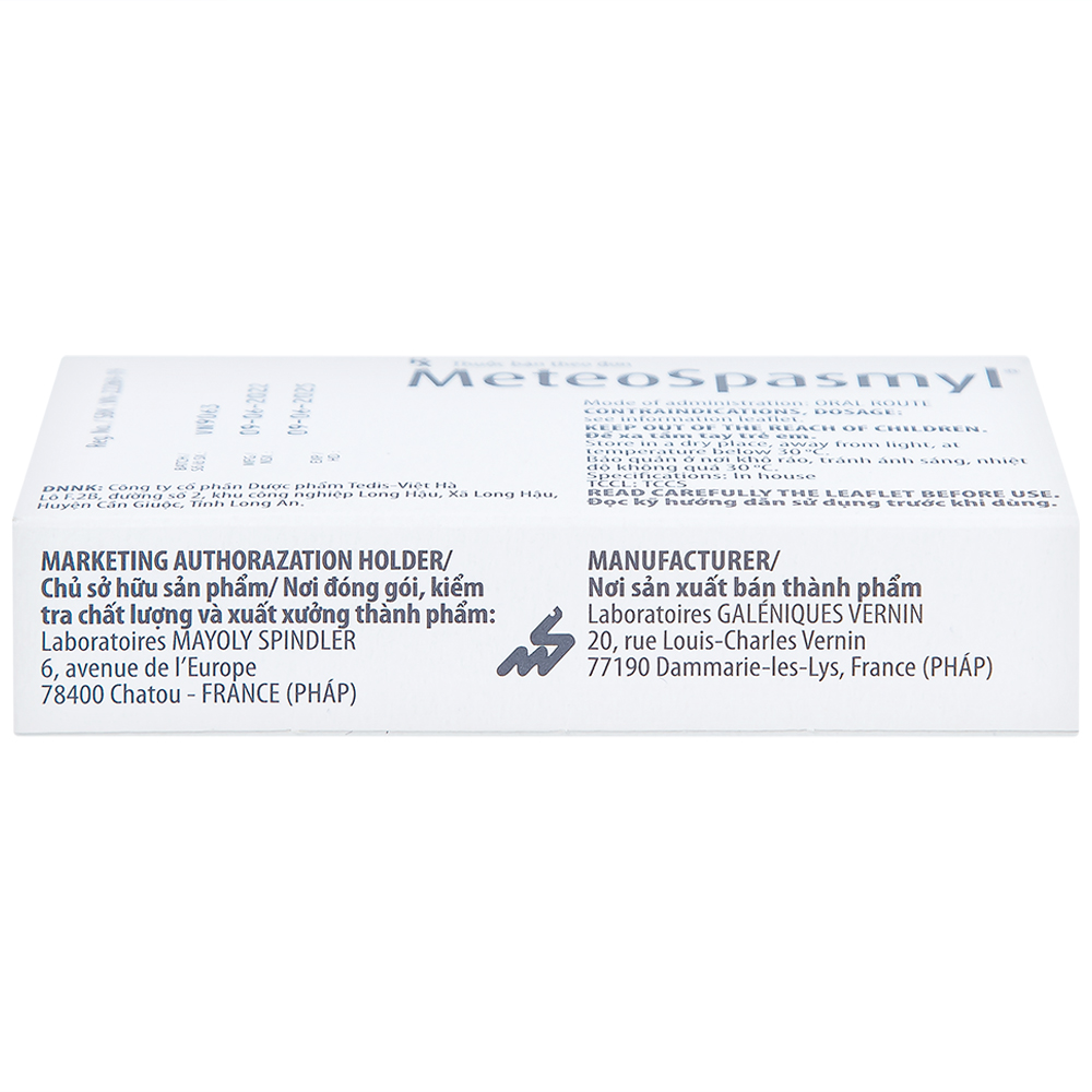 Thuốc Meteospasmyl Mayoly Spindler điều trị các rối loạn đường ruột (2 vỉ x 10 viên)