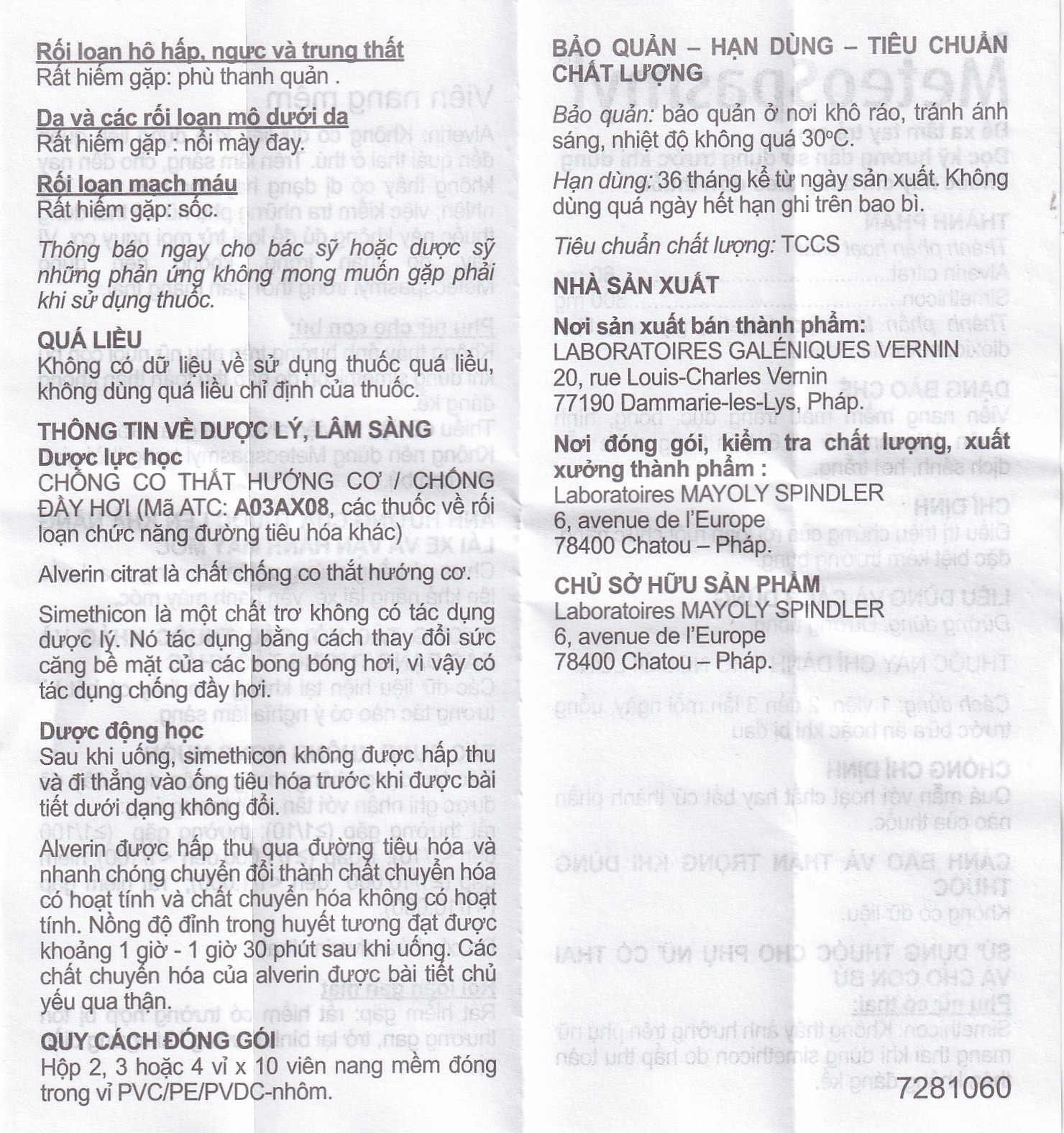 Thuốc Meteospasmyl Mayoly Spindler điều trị các rối loạn đường ruột (2 vỉ x 10 viên)