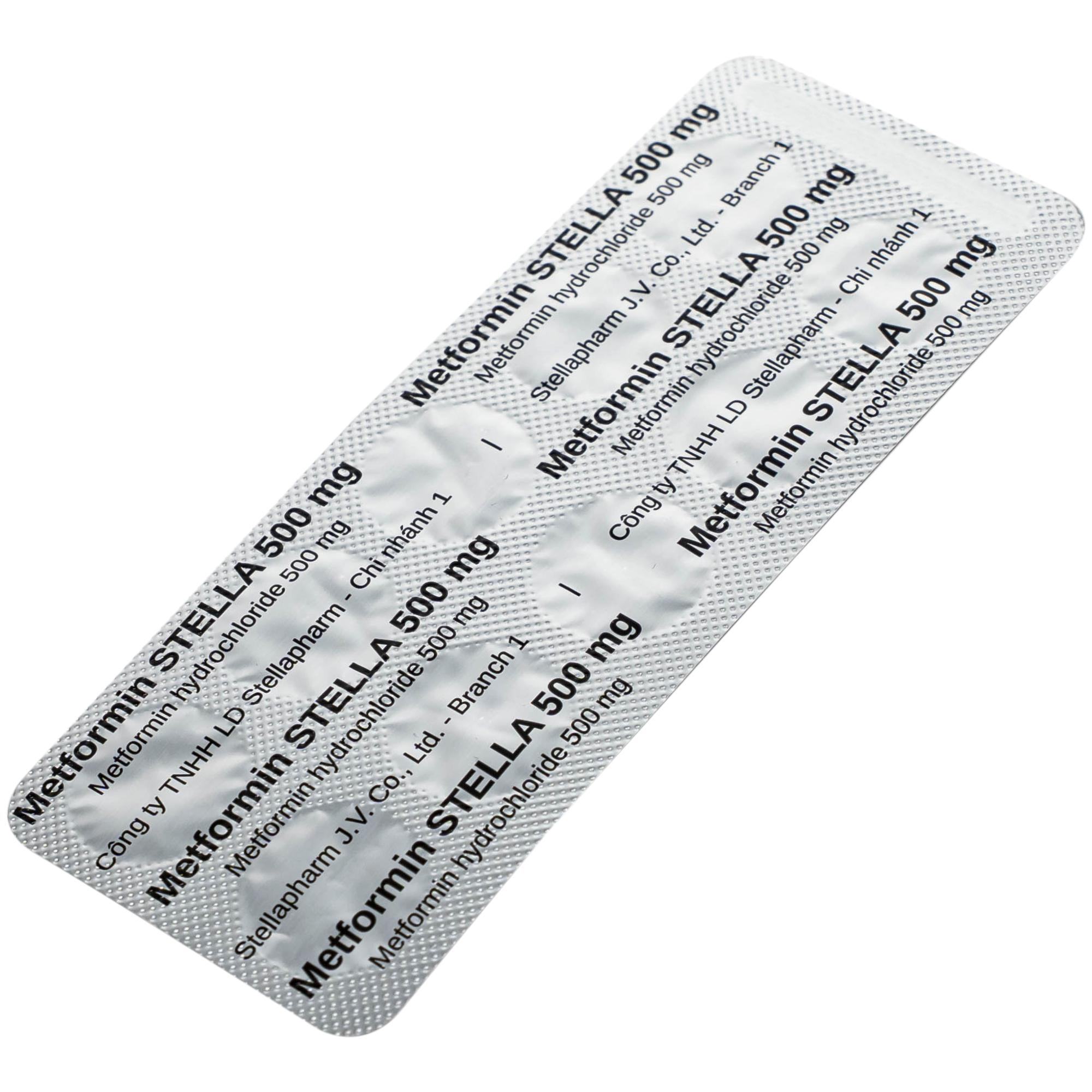 Thuốc Metformin 500MG Stella điều trị tiểu đường típ 2 (6 vỉ x 10 viên)