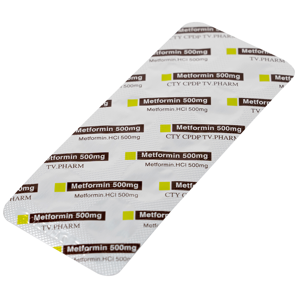 Thuốc Metformin 500mg TV Pharm điều trị đái tháo đường (10 vỉ x 10 viên)