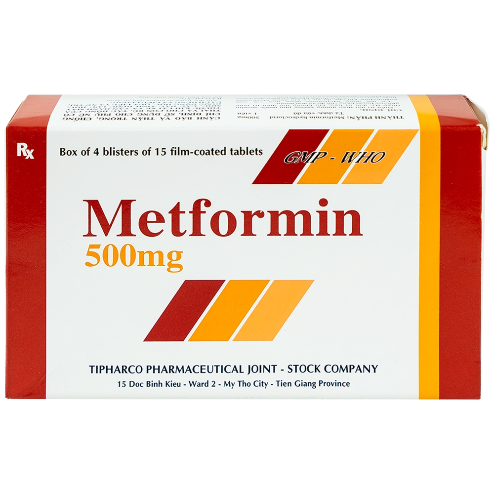 Viên nén Metformin 500mg Tipharco điều trị đái tháo đường típ 2 (4 vỉ x 15 viên)