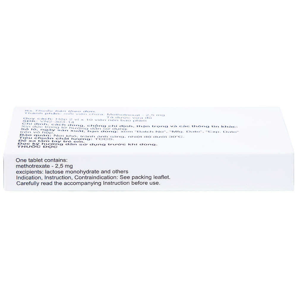 Thuốc Methotrexate Belmed 2.5mg điều trị bệnh vẩy nến, viêm khớp vảy nến, viêm khớp dạng thấp (20 viên)