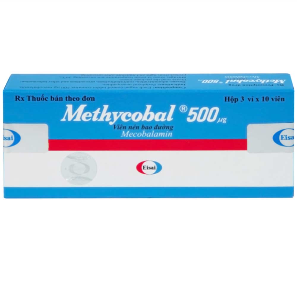 Viên nén Methycobal 500µg Eisai điều trị bệnh lý thần kinh ngoại biên (3 vỉ x 10 viên)