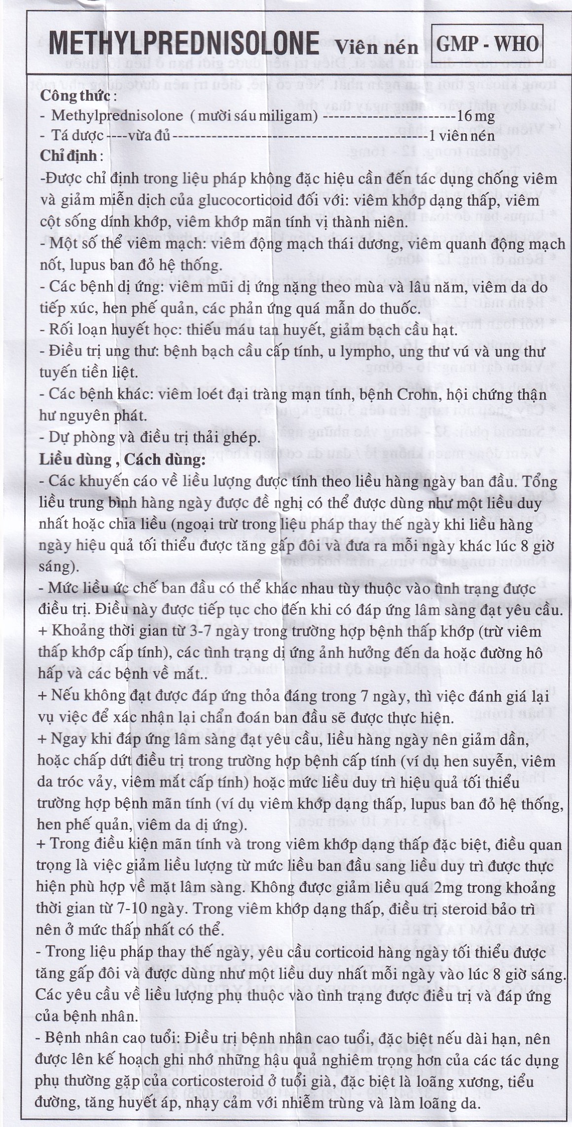 Thuốc Methylprednisolone 16mg Usa - Nic Pharma kháng viêm và ức chế miễn dịch, chống dị ứng (3 vỉ x 10 viên)