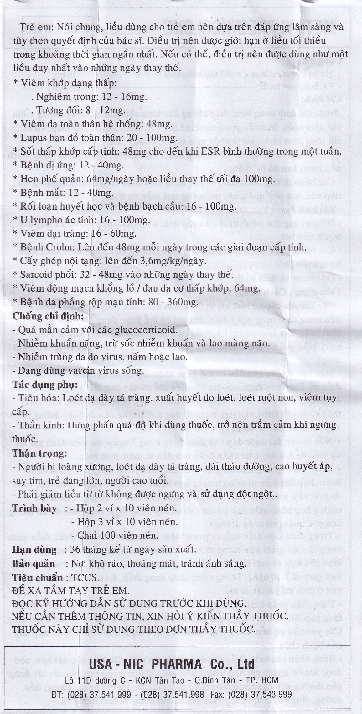 Thuốc Methylprednisolone 16mg Usa - Nic Pharma kháng viêm và ức chế miễn dịch, chống dị ứng (3 vỉ x 10 viên)