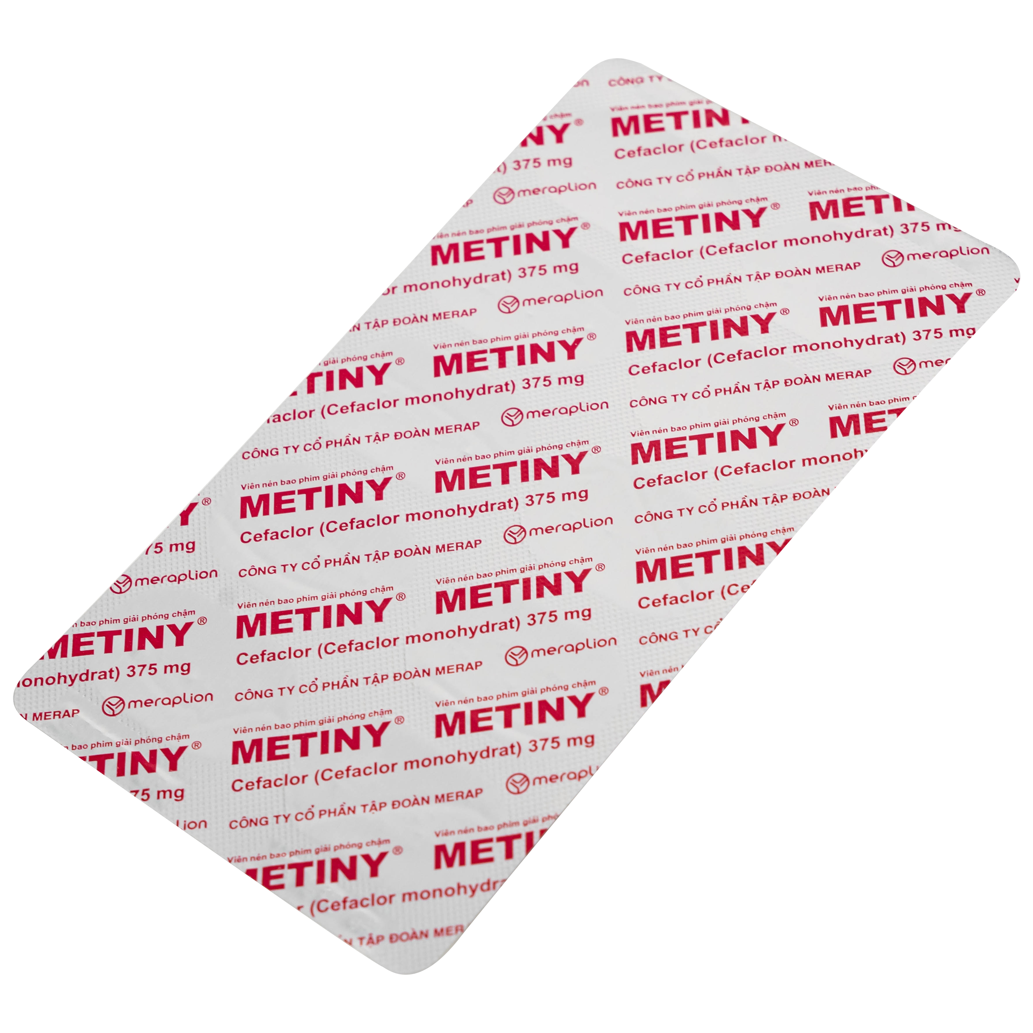 Thuốc Metiny 375mg Merap Group điều trị các bệnh lý nhiễm trùng viêm phế quản cấp (1 vỉ x 10 viên)