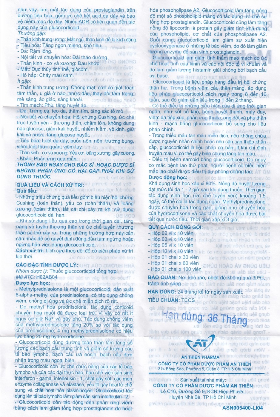 Thuốc Metpredni 4 A.T kháng viêm, điều trị viêm khớp dạng thấp, lupus ban đỏ (10 vỉ x 10 viên)