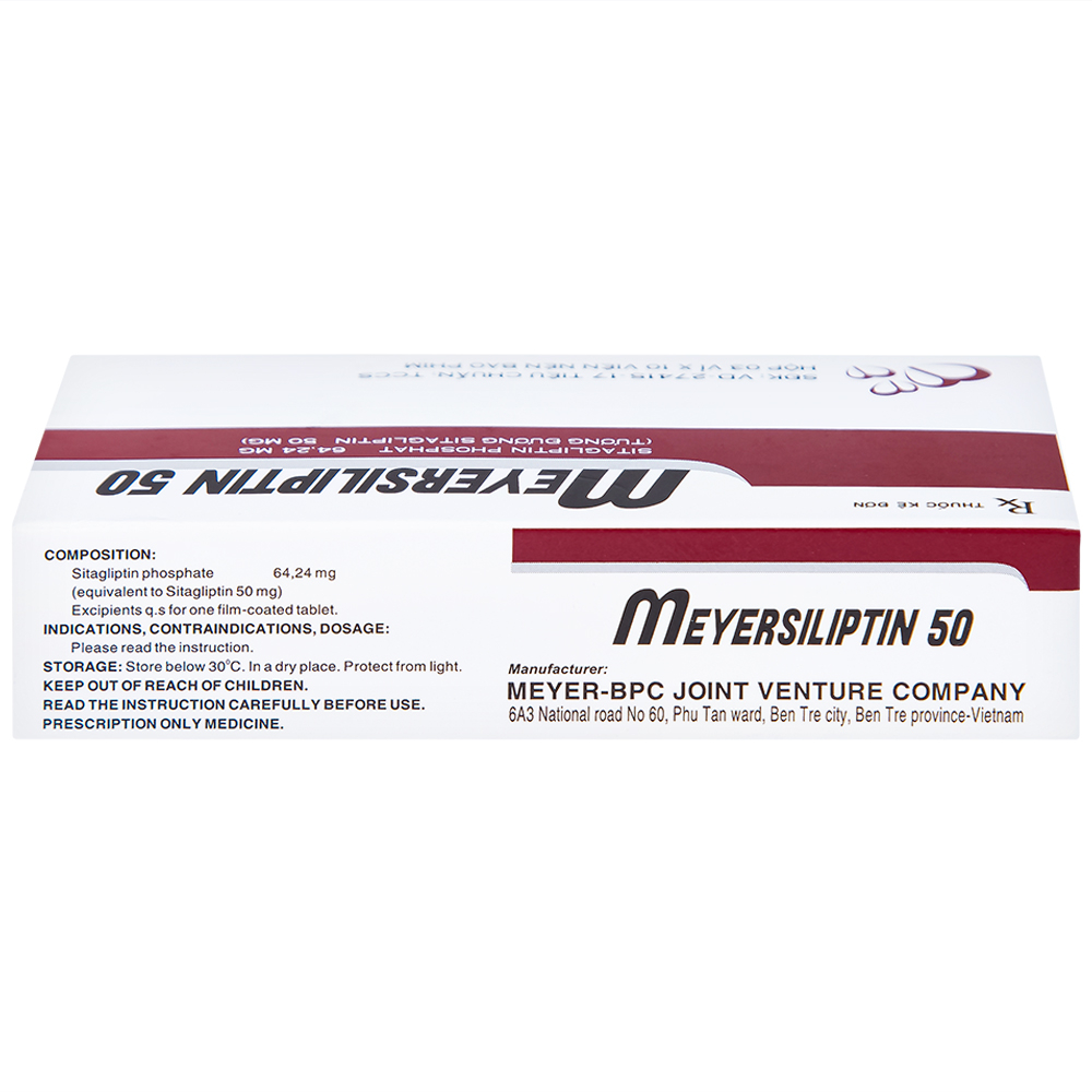 Viên nén Meyersiliptin 50 Meyer - BPC hỗ trợ chế độ ăn kiêng, kiểm soát đường huyết (3 vỉ x 10 viên)