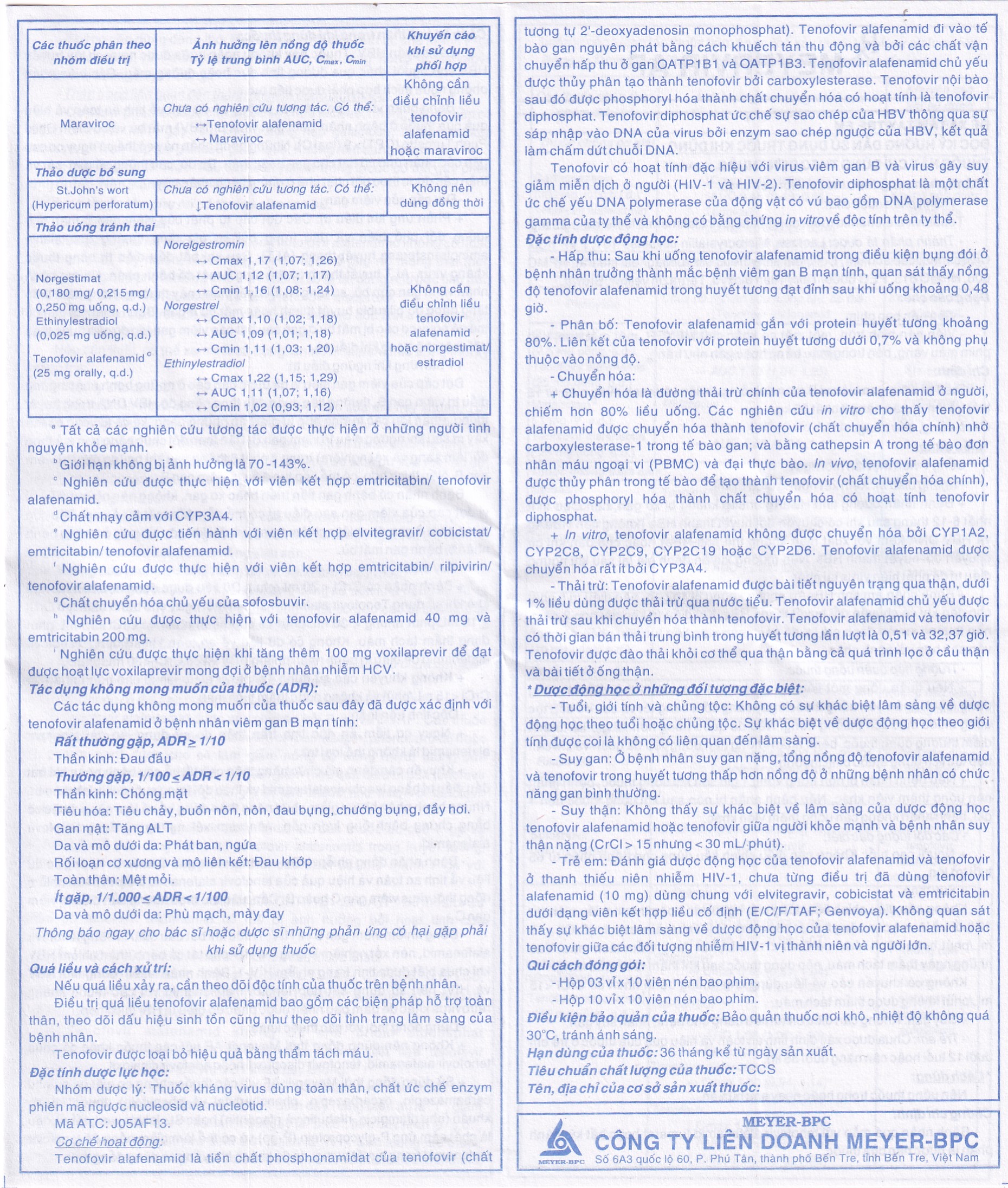 Thuốc Meyervir AF 25mg Meyer-BPC điều trị viêm gan siêu vi B mạn tính (3 vỉ x 10 viên)