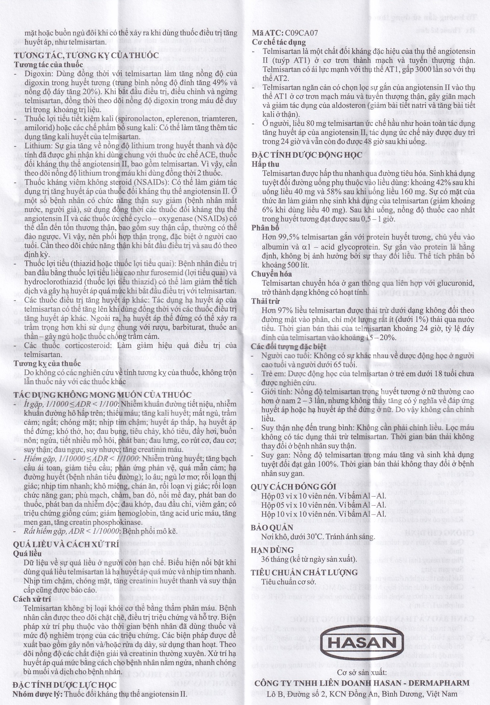 Viên nén Mibetel 40mg Hasan điều trị tăng huyết áp (3 vỉ x 10 viên)