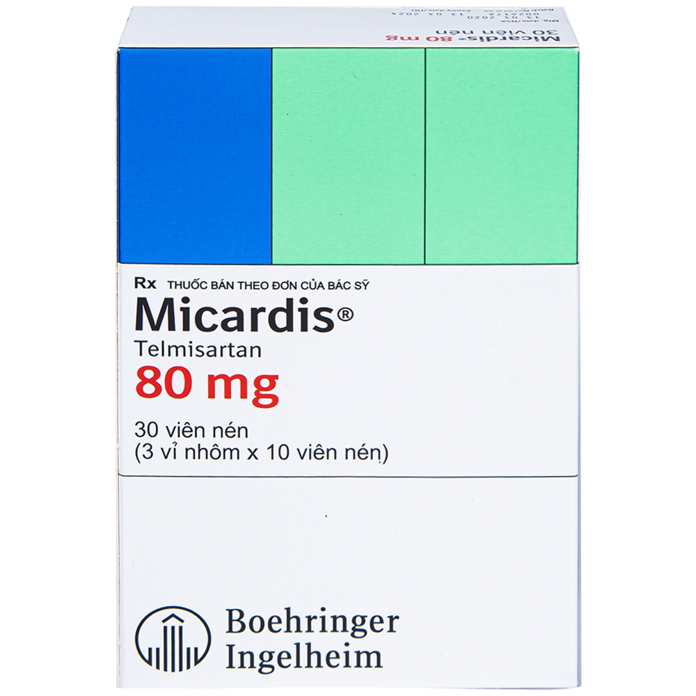 Viên nén Micardis 80mg Boehringer điều trị tăng huyết áp vô căn (3 vỉ x 10 viên)