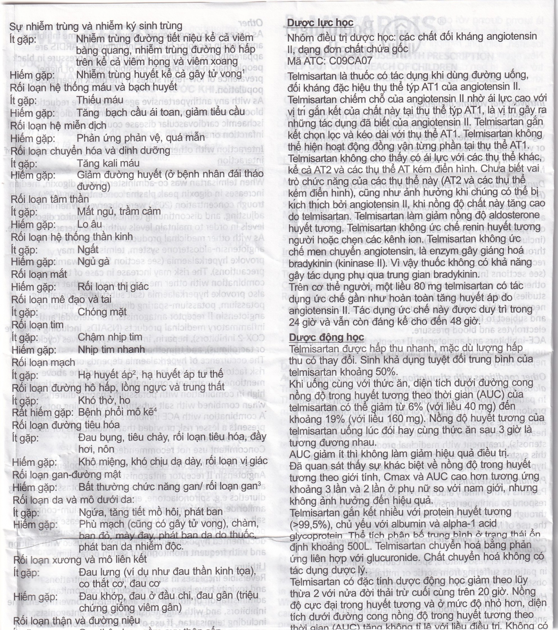 Viên nén Micardis 40mg Boehringer điều trị tăng huyết áp vô căn (3 vỉ x 10 viên)
