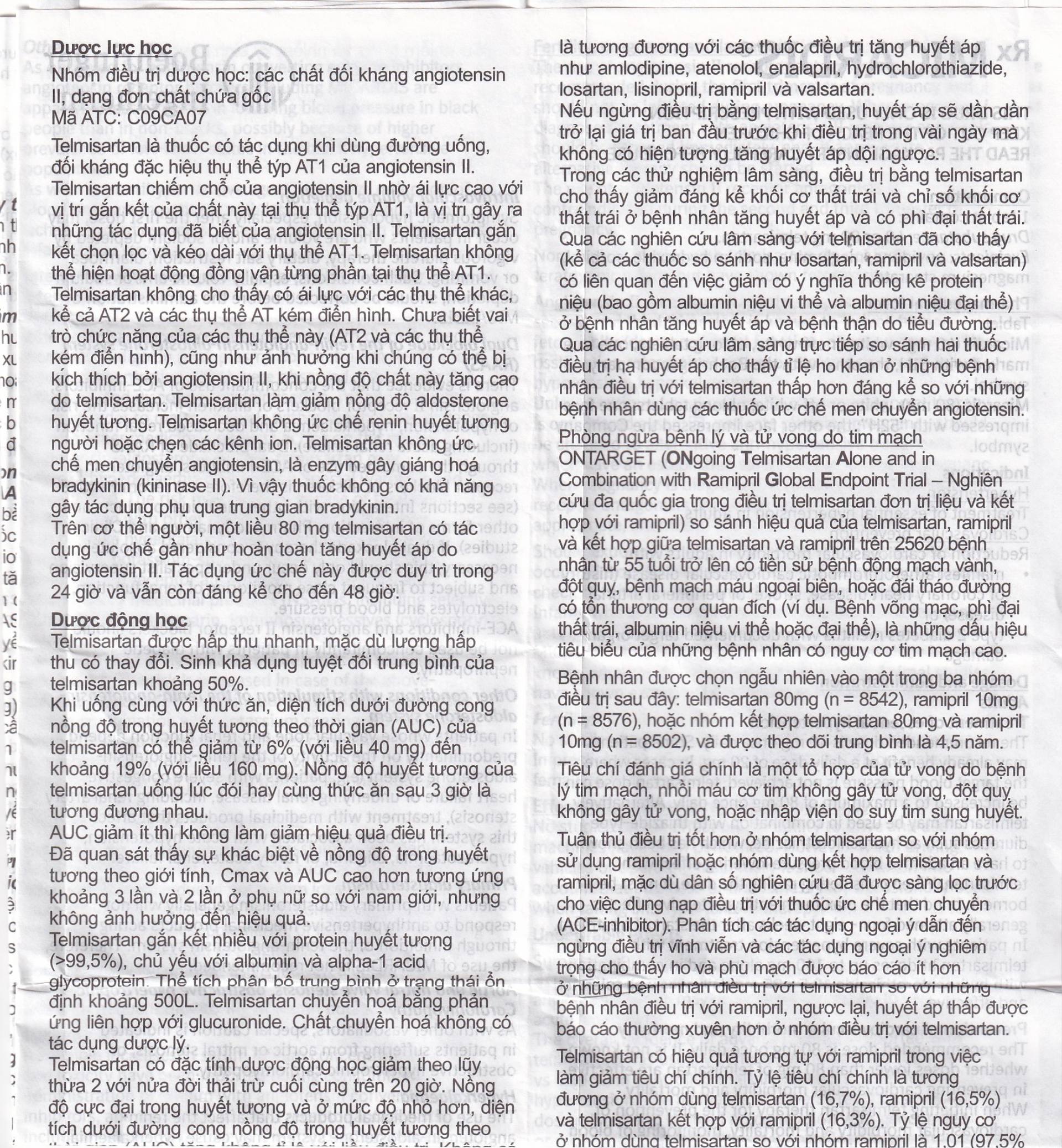 Viên nén Micardis 40mg Boehringer điều trị tăng huyết áp vô căn (3 vỉ x 10 viên)