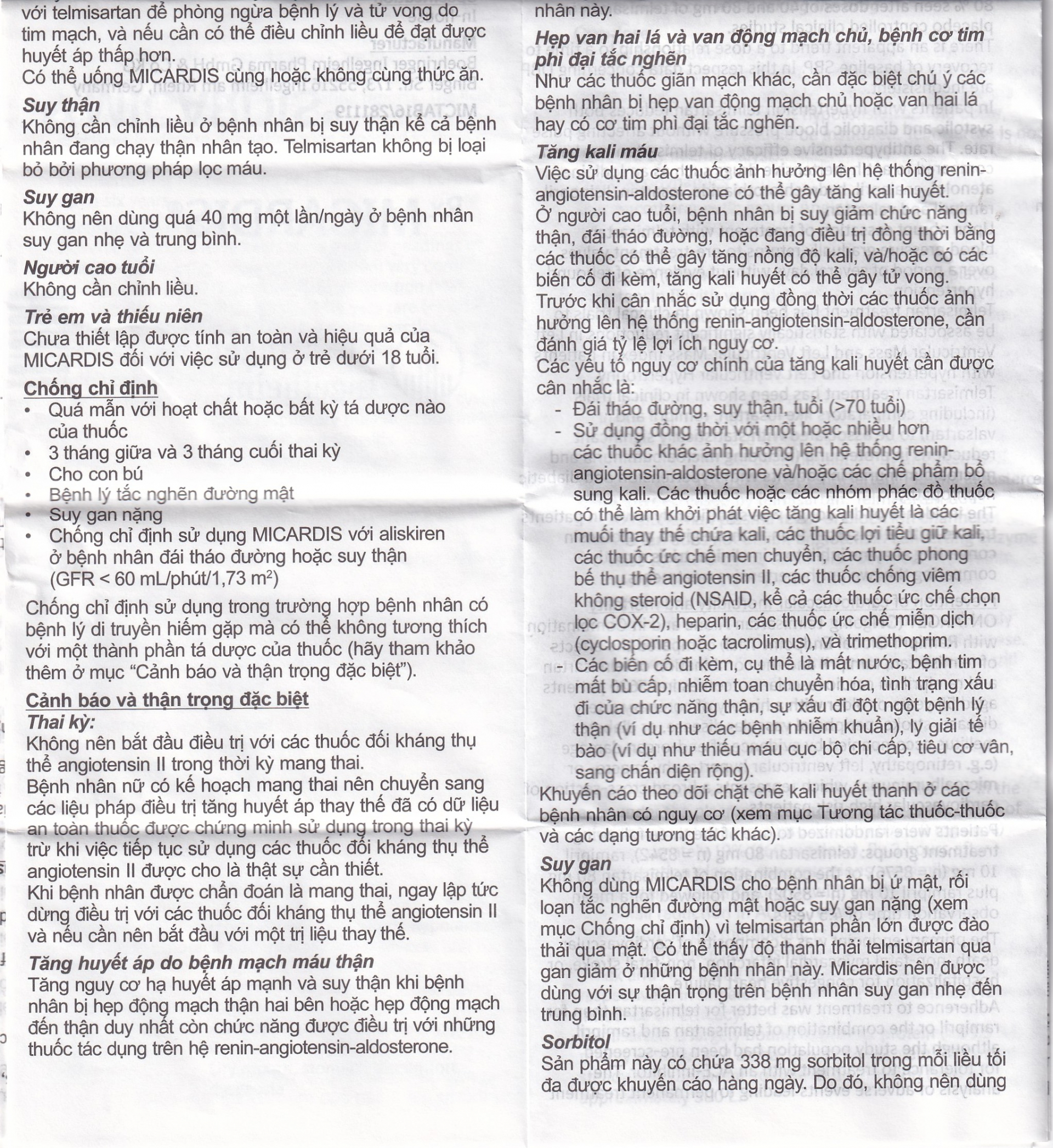 Viên nén Micardis 40mg Boehringer điều trị tăng huyết áp vô căn (3 vỉ x 10 viên)